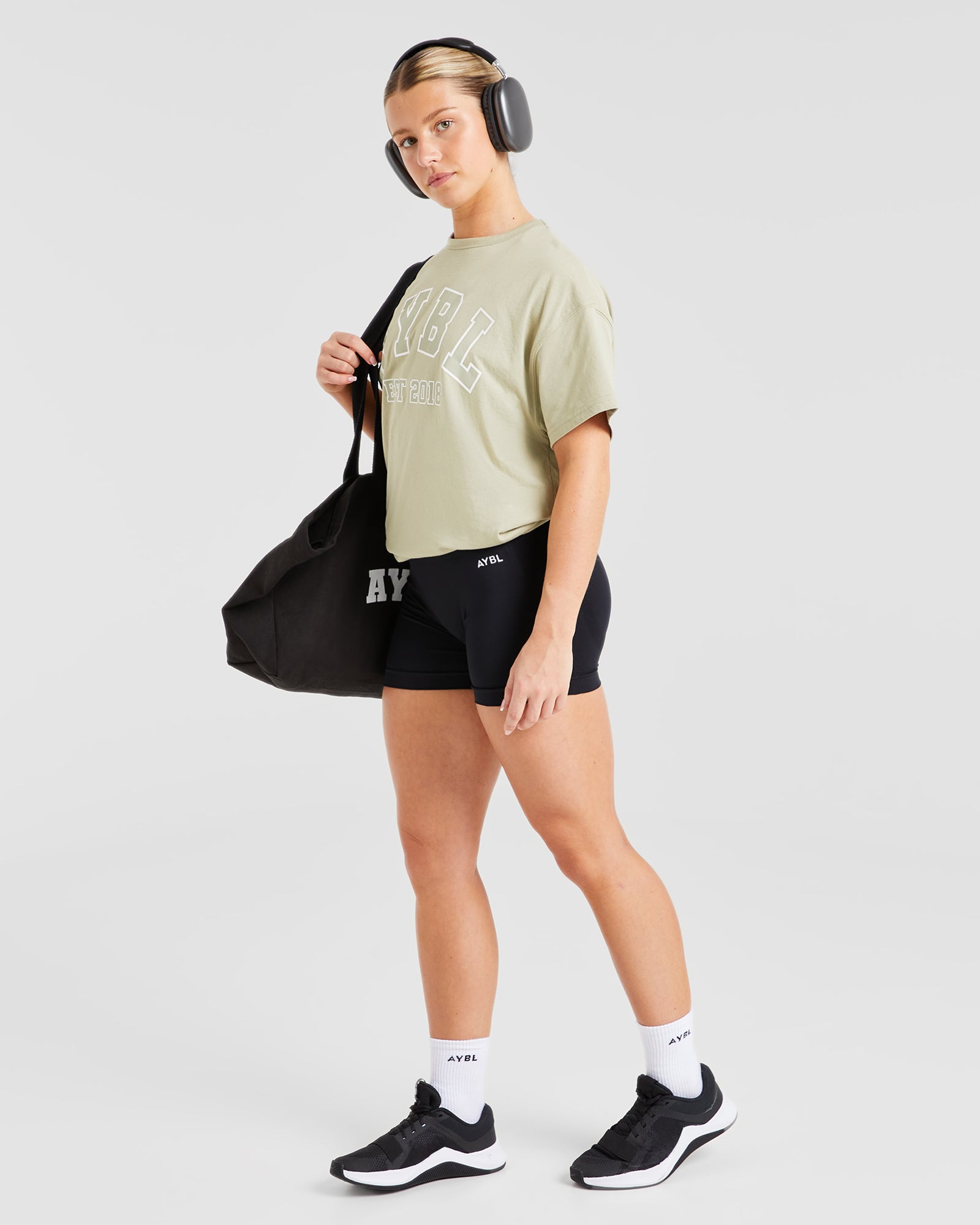 Varsity Oversized T Shirt - Olive Grün