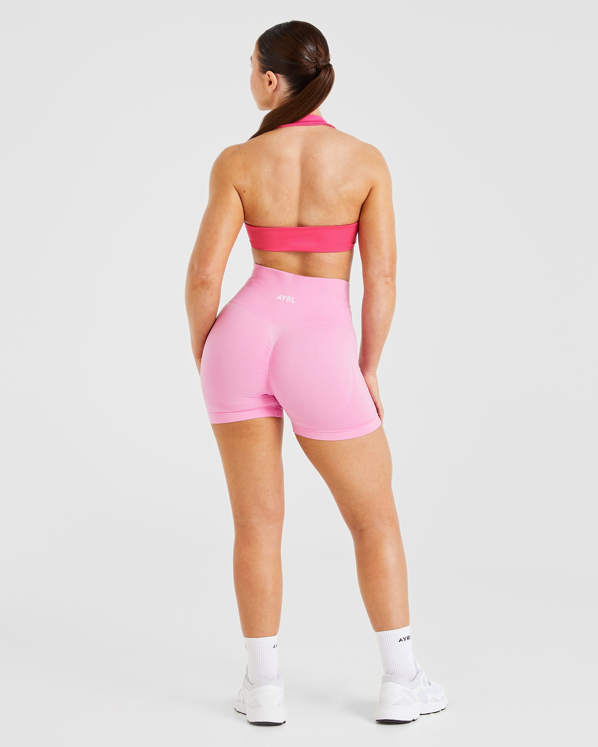 Essential Halterneck Sports Bra - Hot Rosa