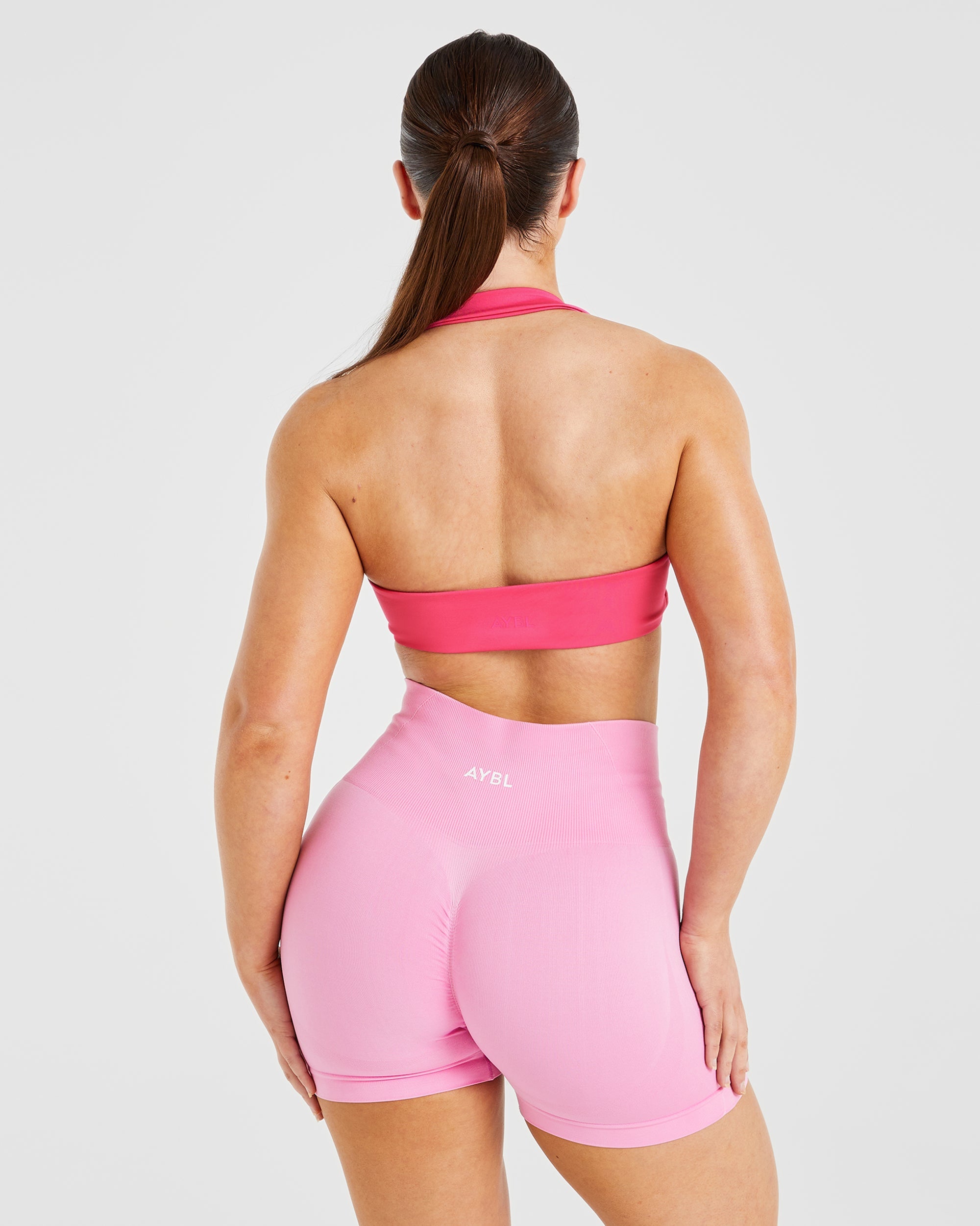 Essential Halterneck Sports Bra - Hot Rosa