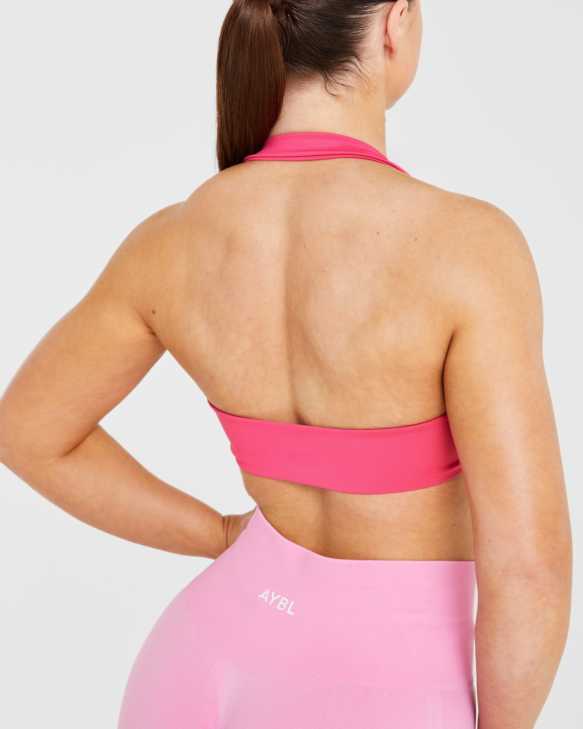 Essential Halterneck Sports Bra - Hot Rosa