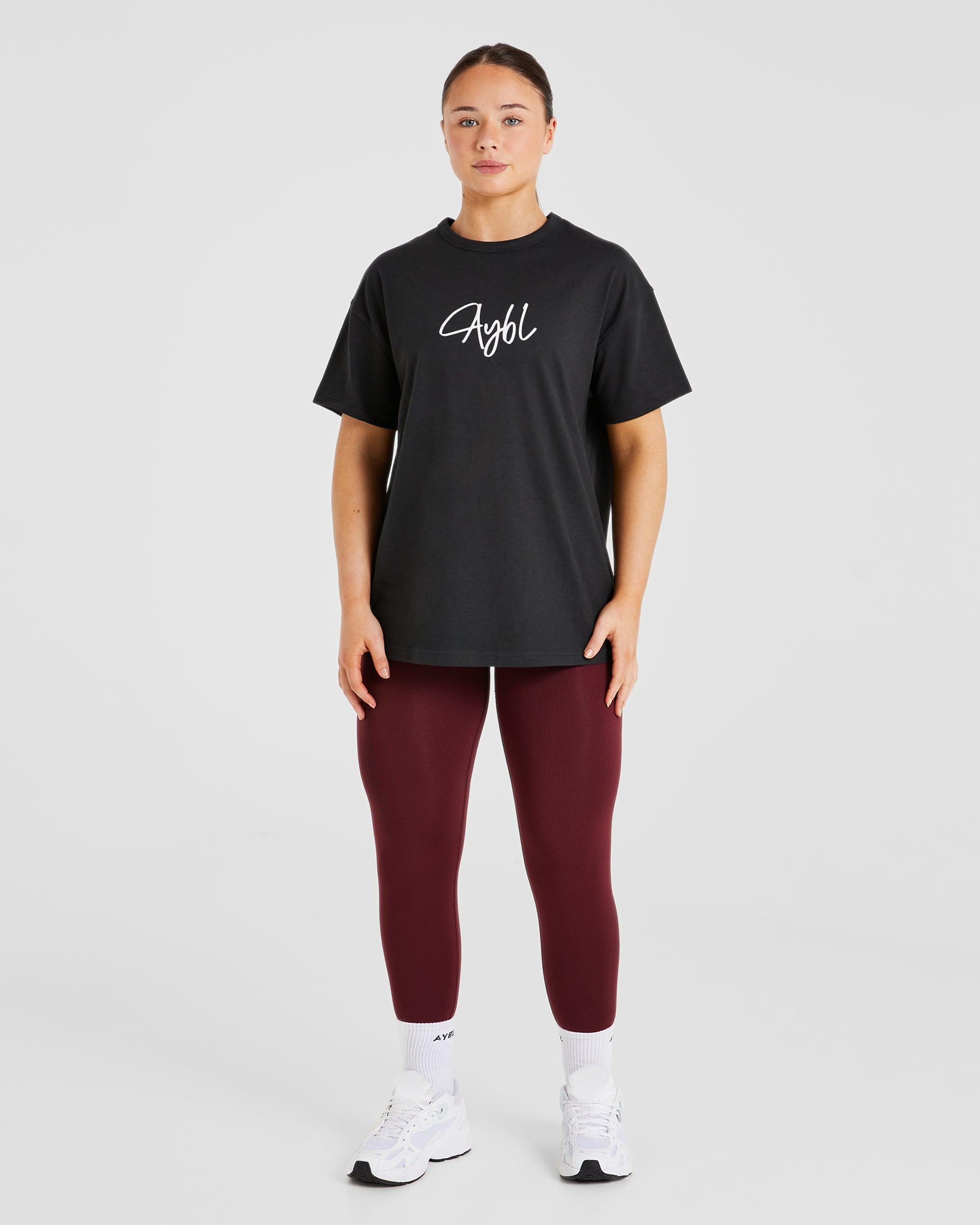 AYBL Script Oversized T Shirt - Schwarz