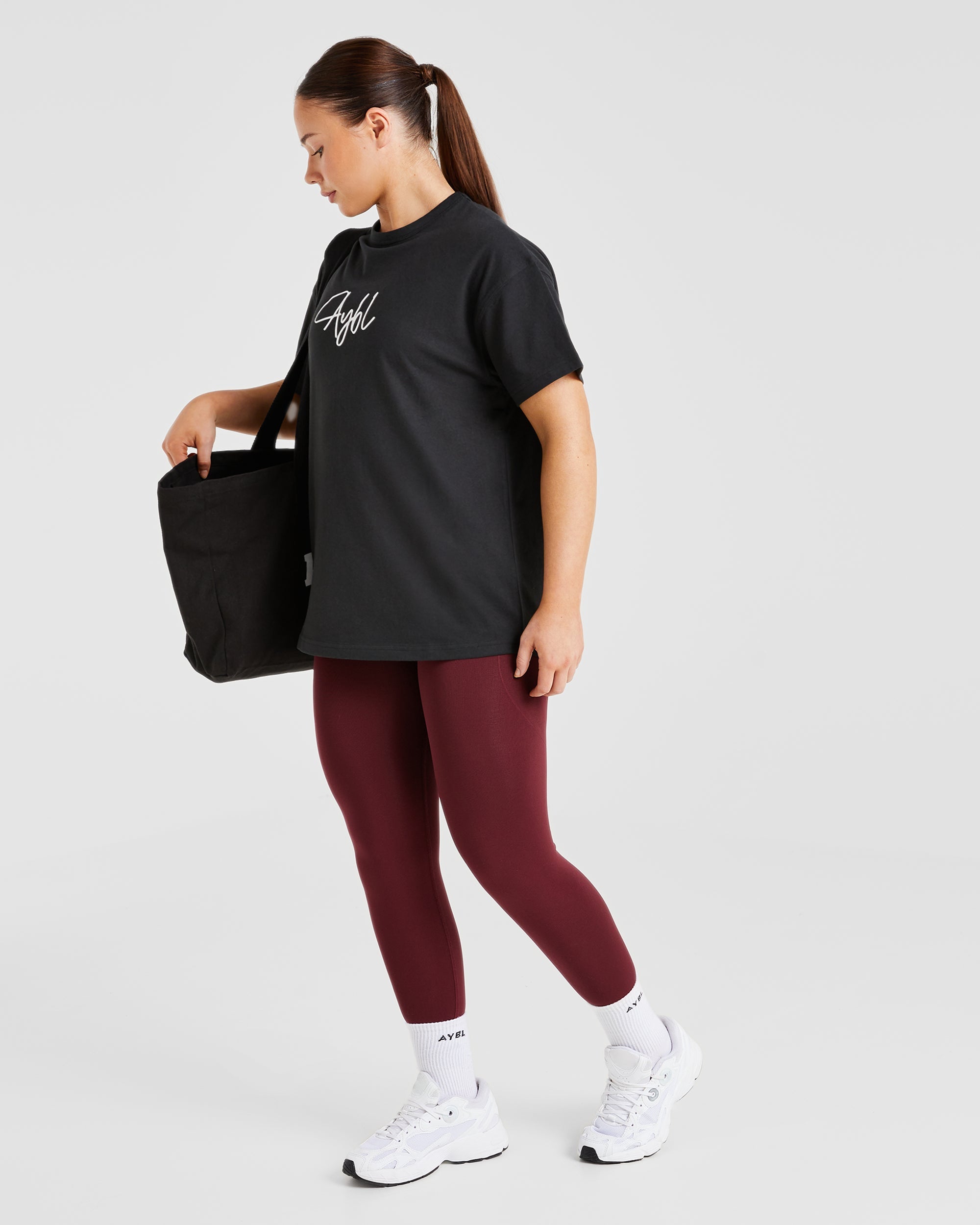 AYBL Script Oversized T Shirt - Schwarz