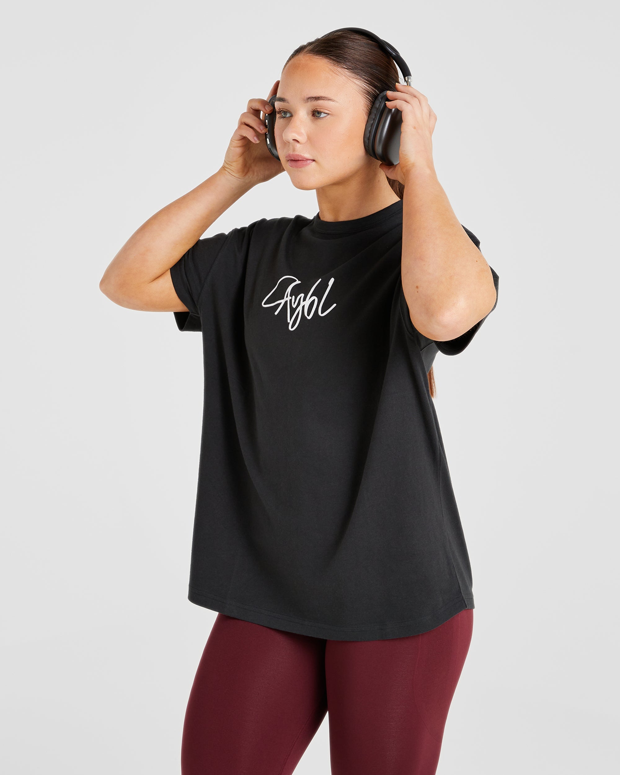 AYBL Script Oversized T Shirt - Schwarz