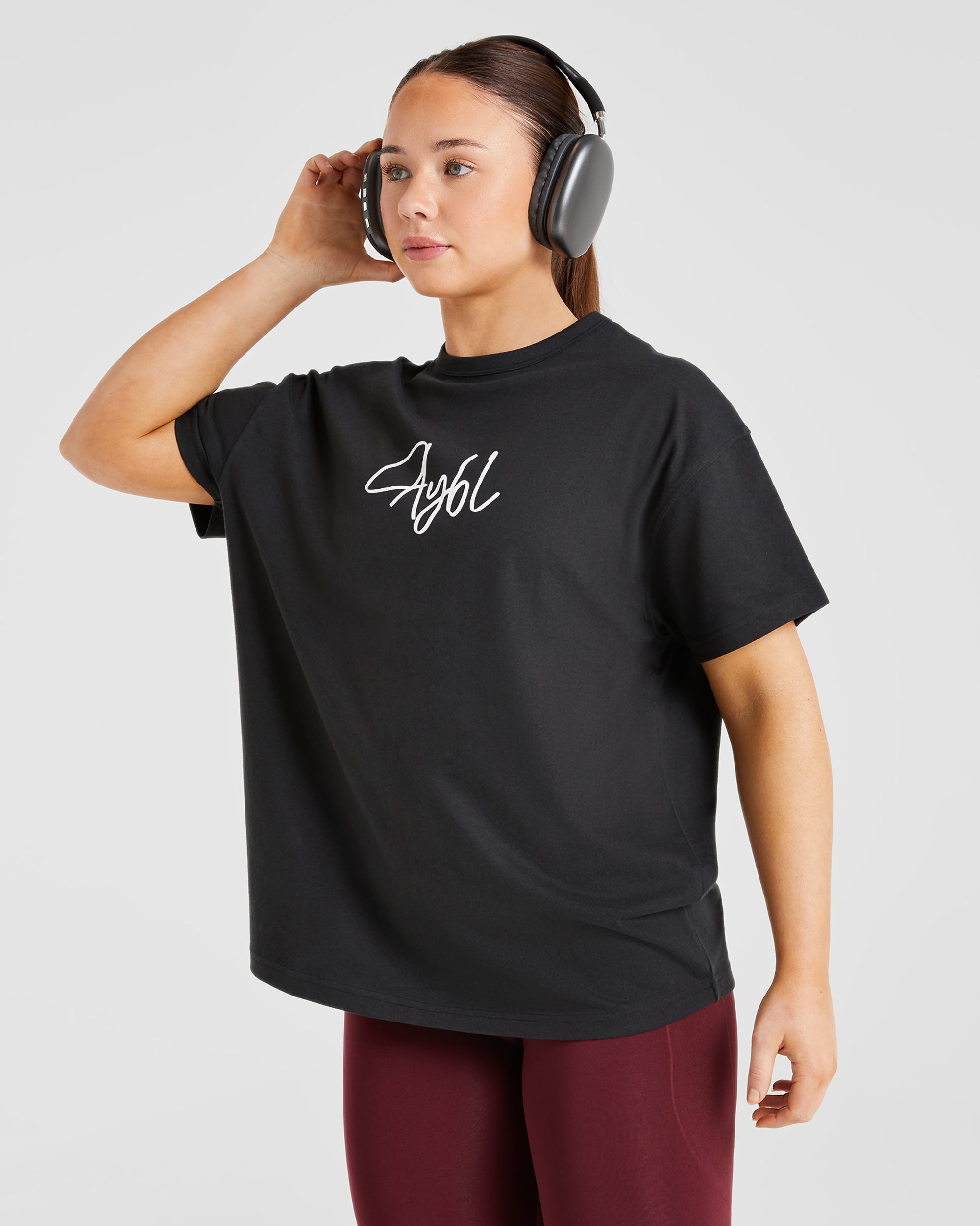 AYBL Script Oversized T Shirt - Schwarz