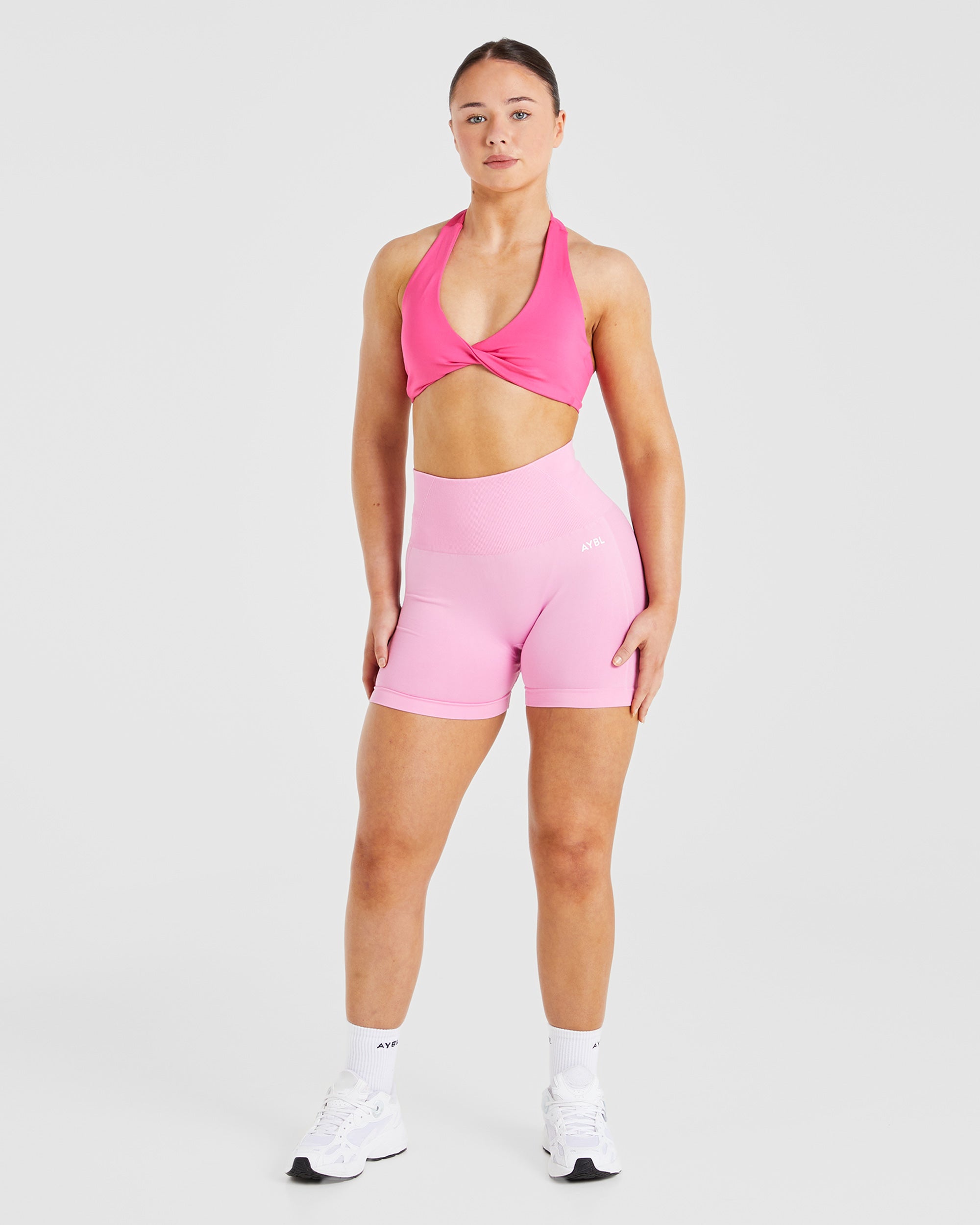 Essential Halterneck Sports Bra - Hot Rosa