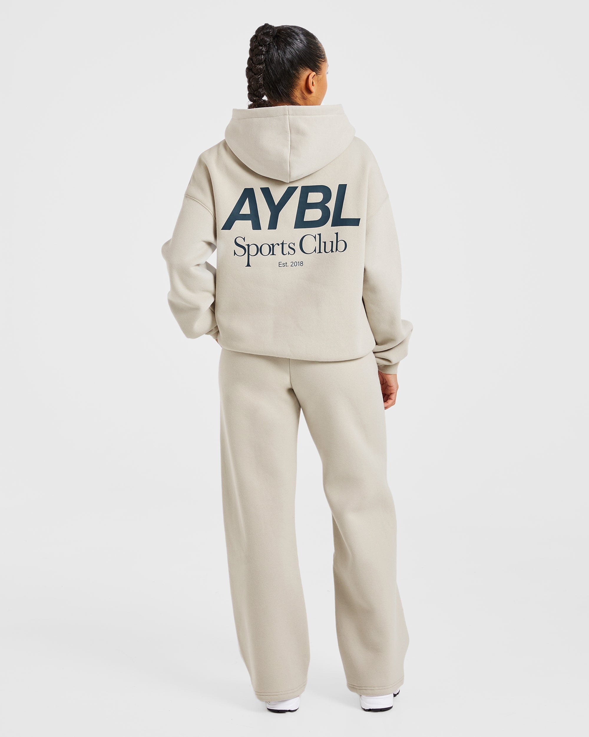 AYBL Sports Club Oversized Straight Leg Joggers - Sand/Navy