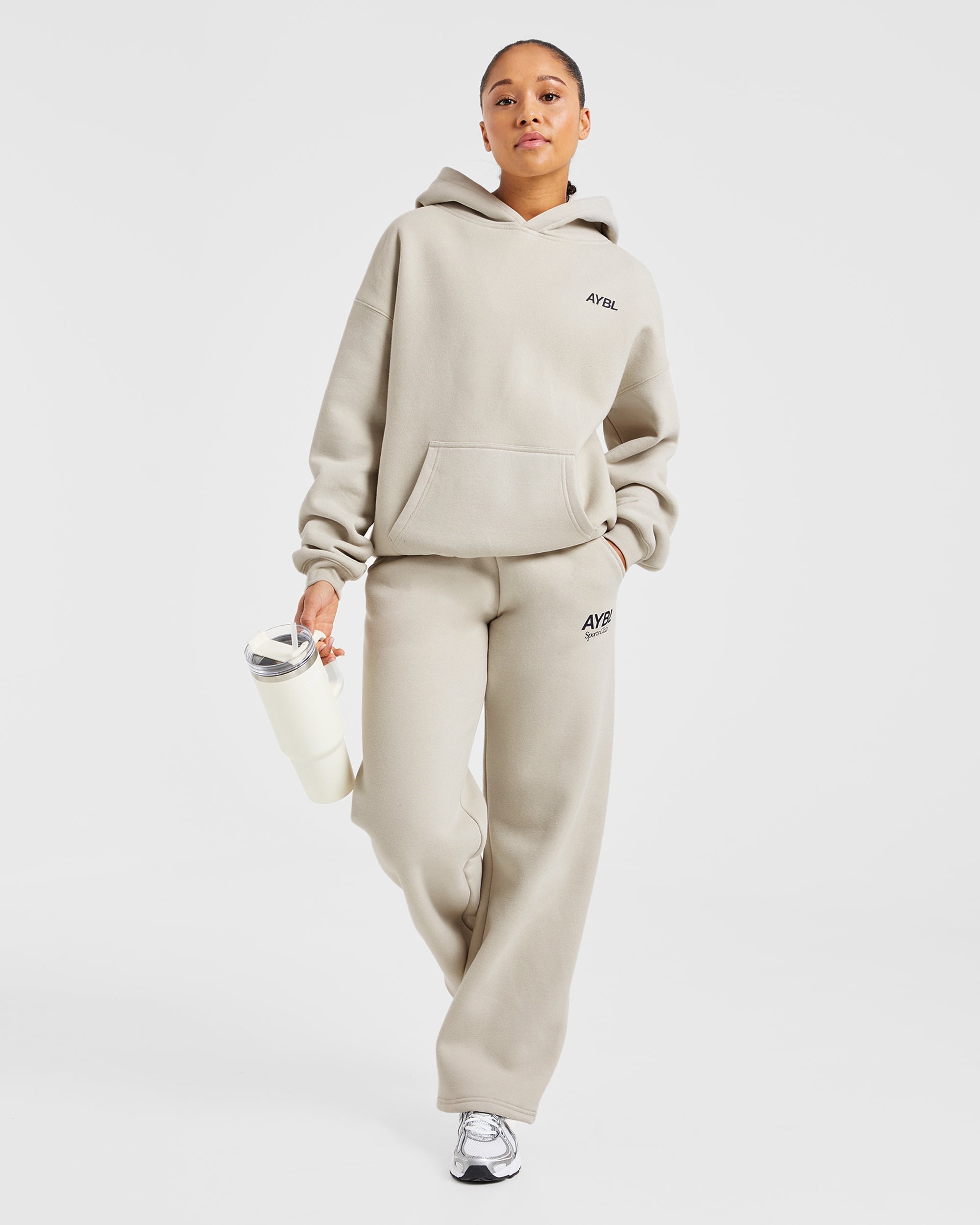 AYBL Sports Club Oversized Straight Leg Joggers - Sand/Navy