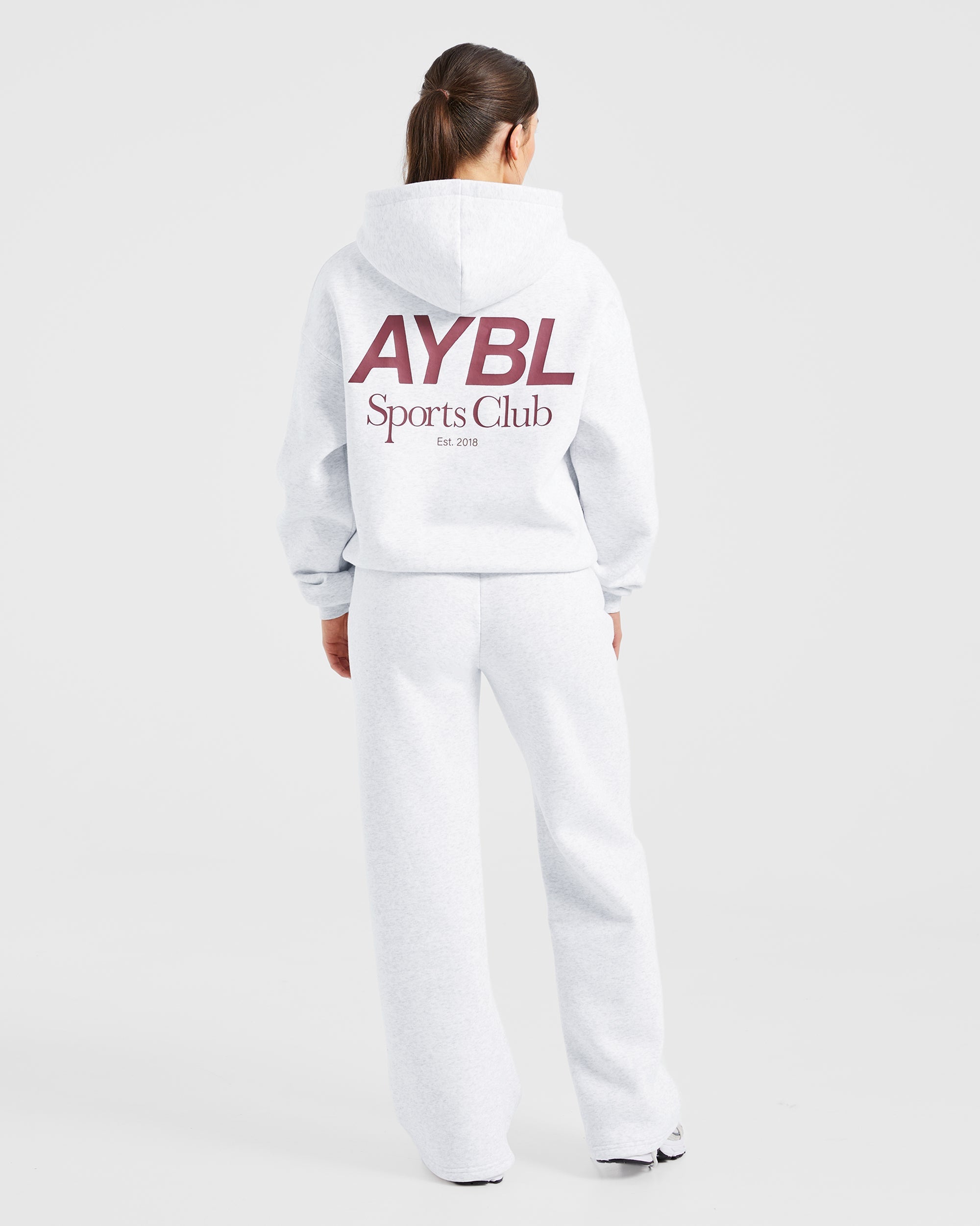 AYBL Sports Club Oversized Straight Leg Joggers - Grau Marl/Burgundy