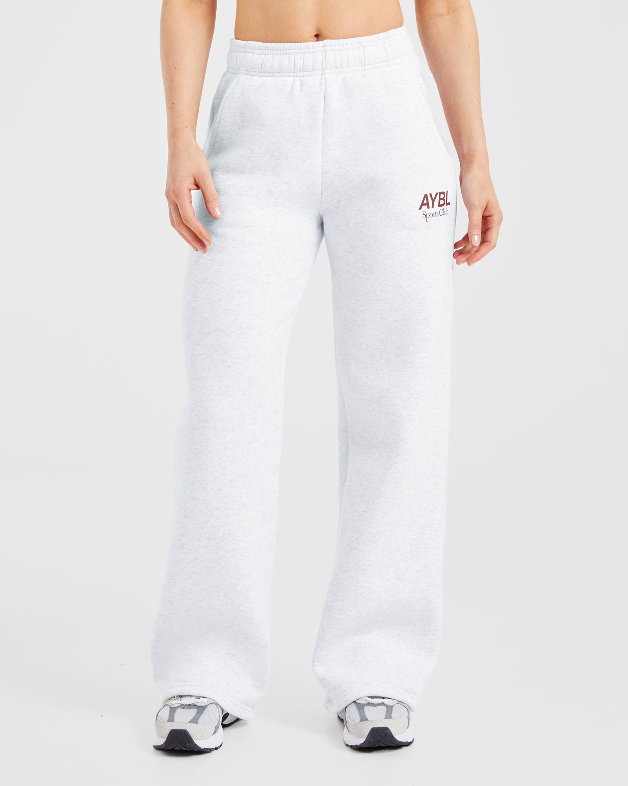 AYBL Sports Club Oversized Straight Leg Joggers - Grau Marl/Burgundy