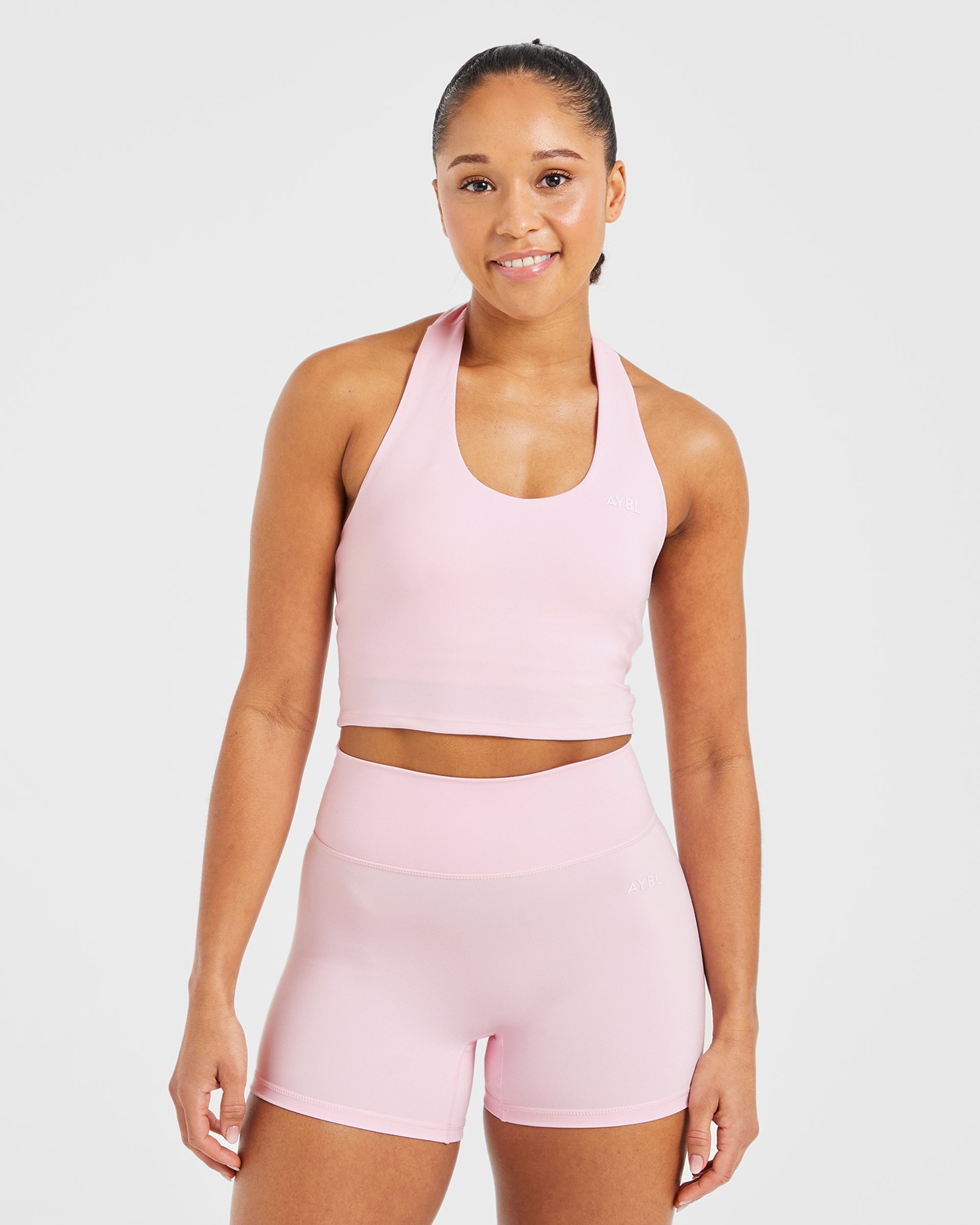 Staple Halterneck Crop Top - Pastel Rosa