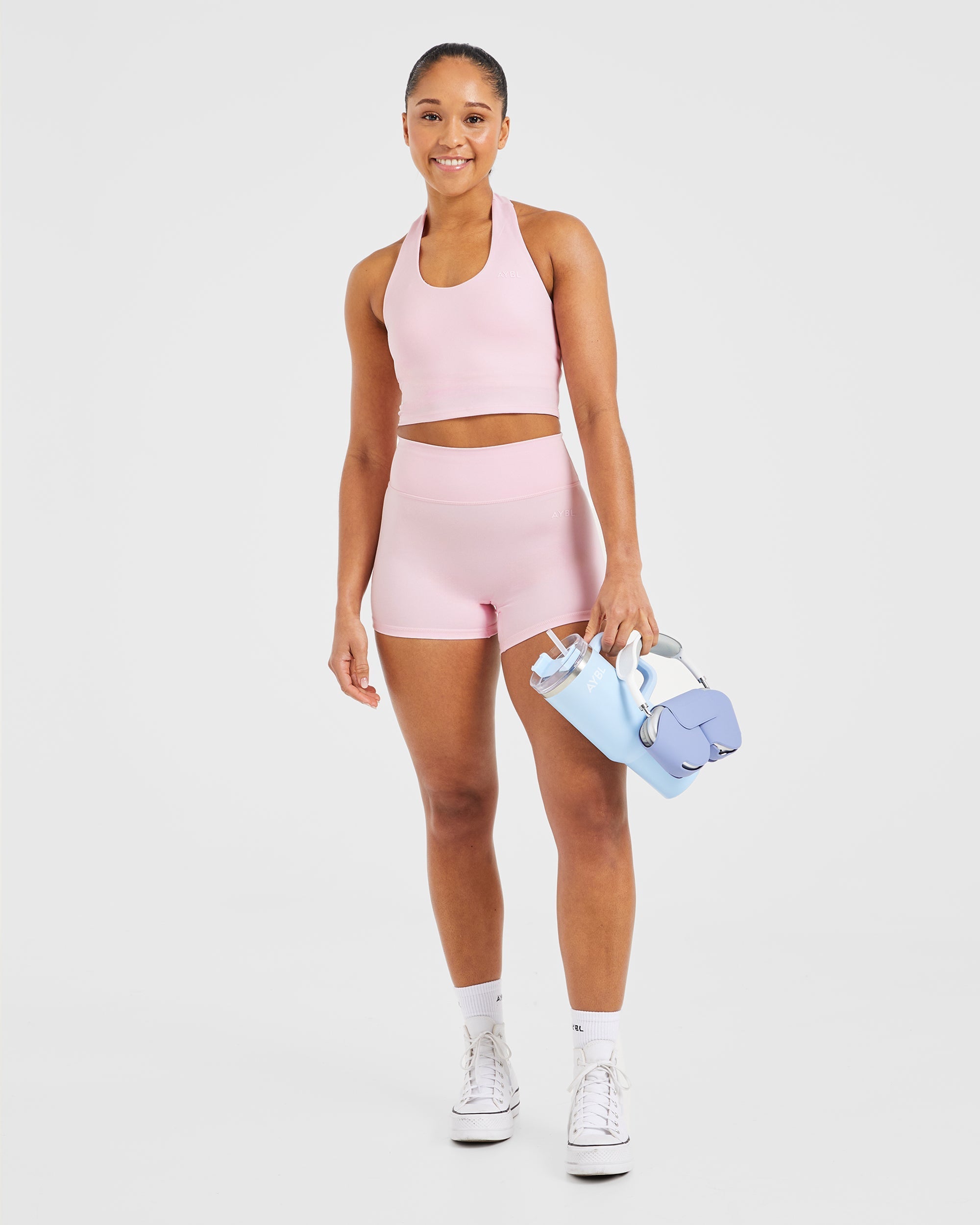 Staple Halterneck Crop Top - Pastel Rosa