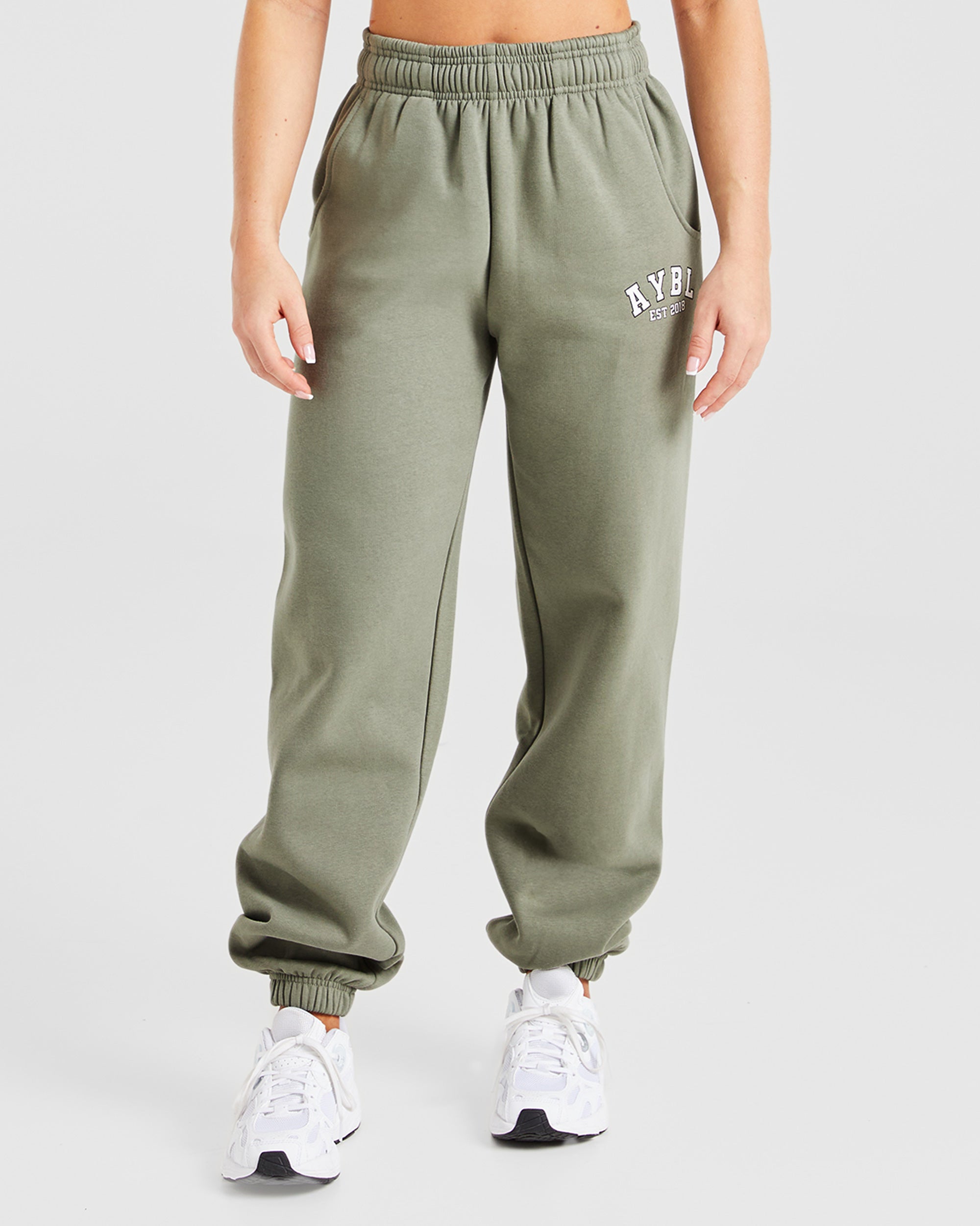 Varsity Graphic Oversized Joggers - Muted Olive