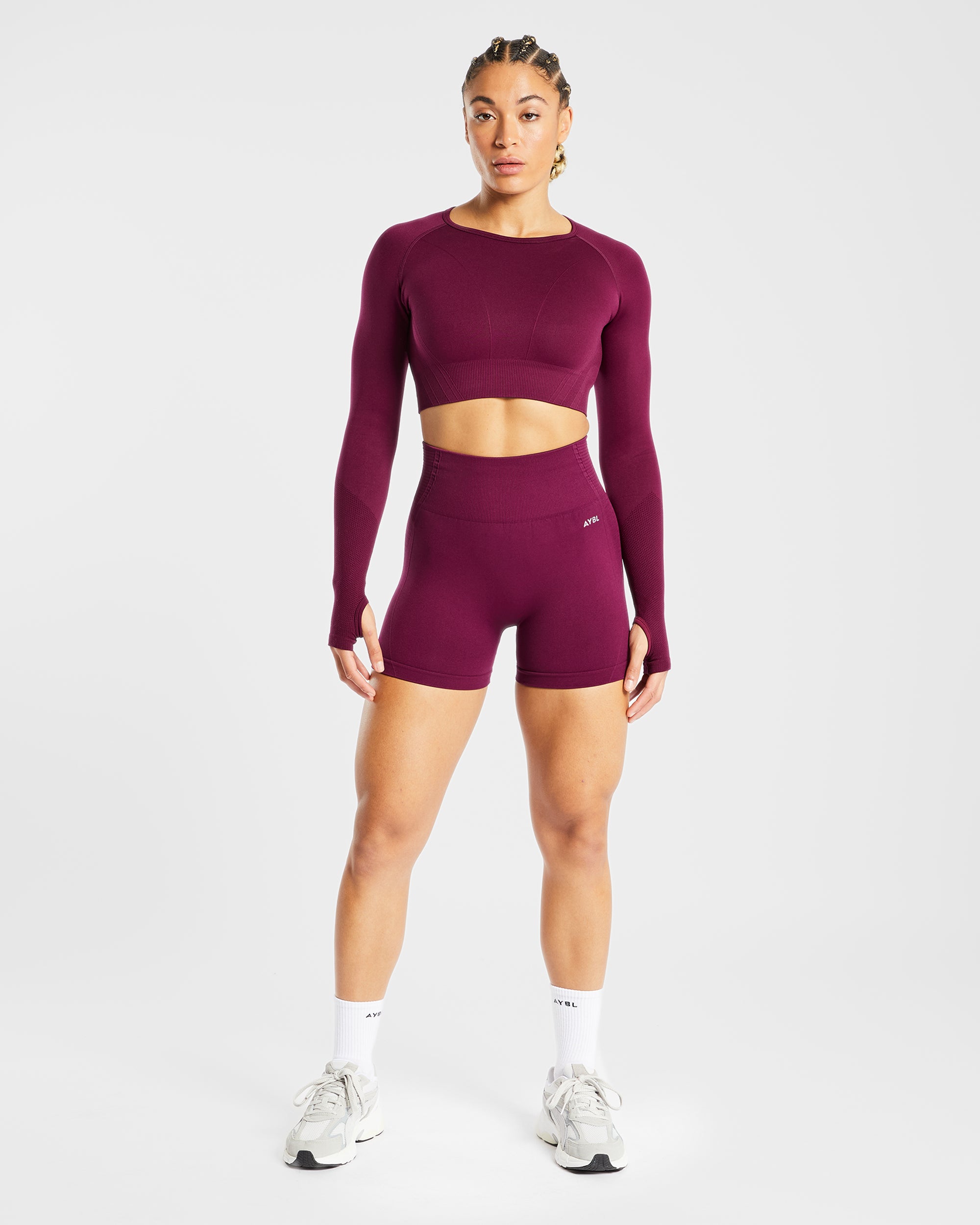 Balance V2 Seamless Long Sleeve Crop Top - Lila Wine