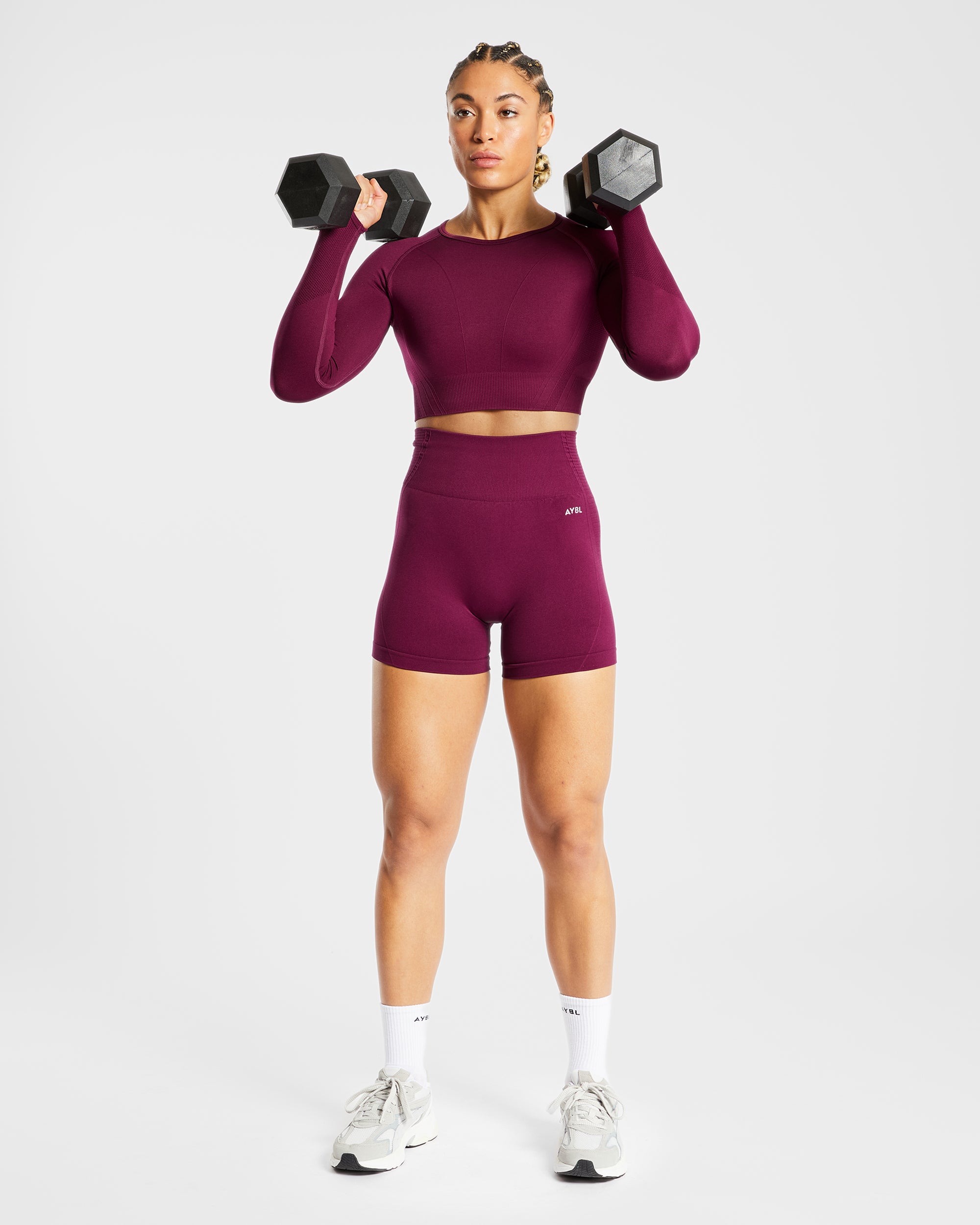 Balance V2 Seamless Long Sleeve Crop Top - Lila Wine