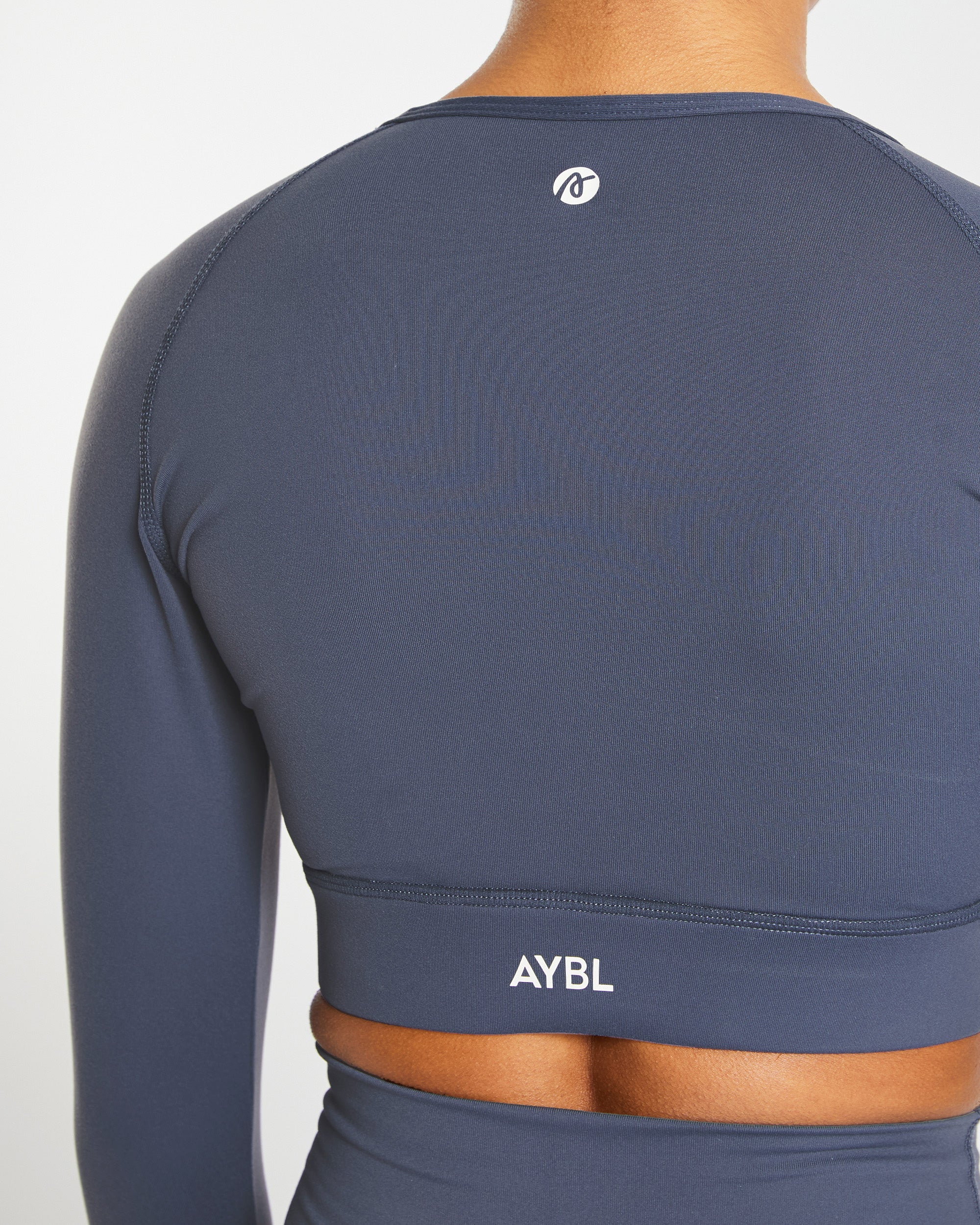 Core Long Sleeve Crop Top - Navy Blau