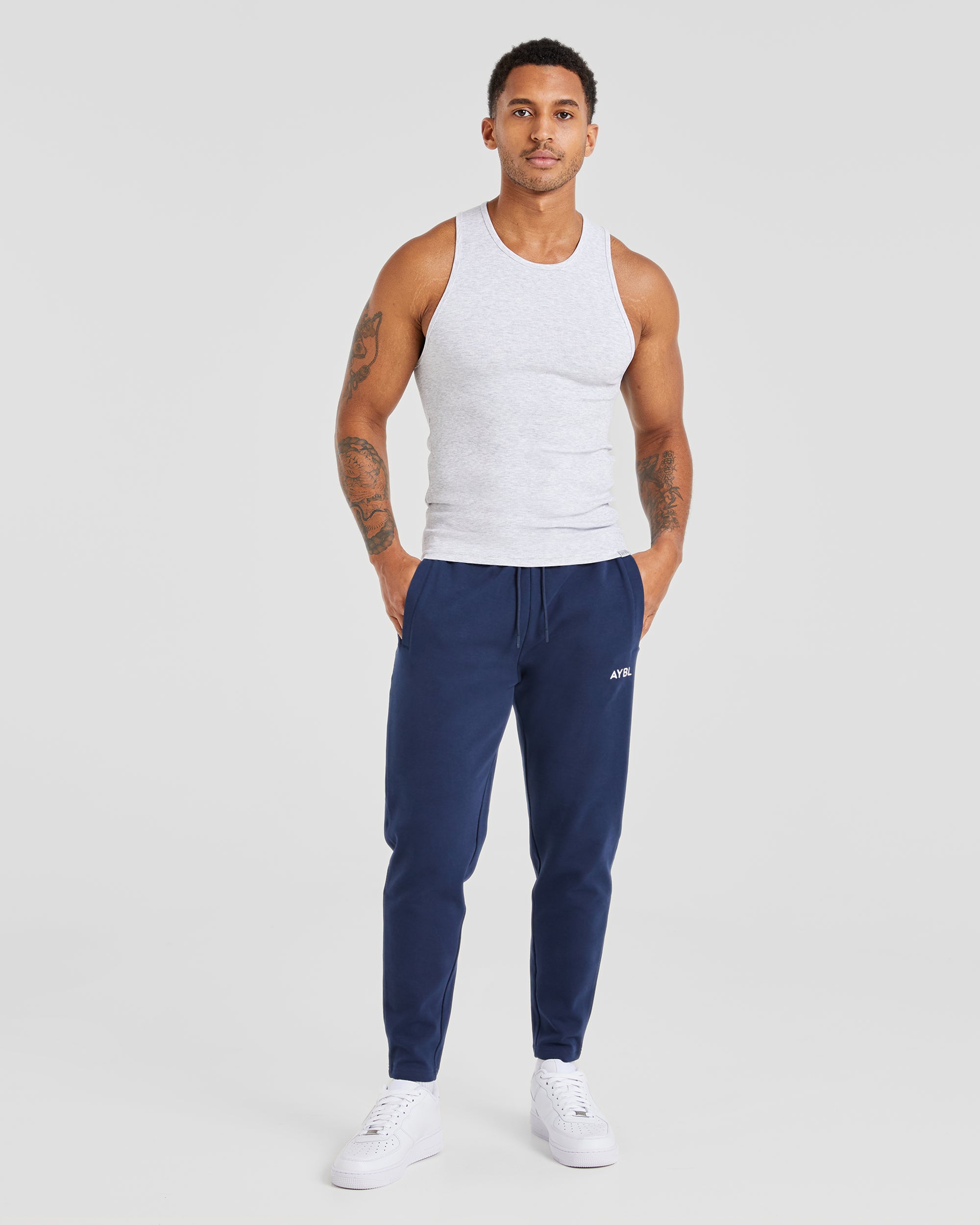 Essential Ribbed Tank - Light Grau Marl