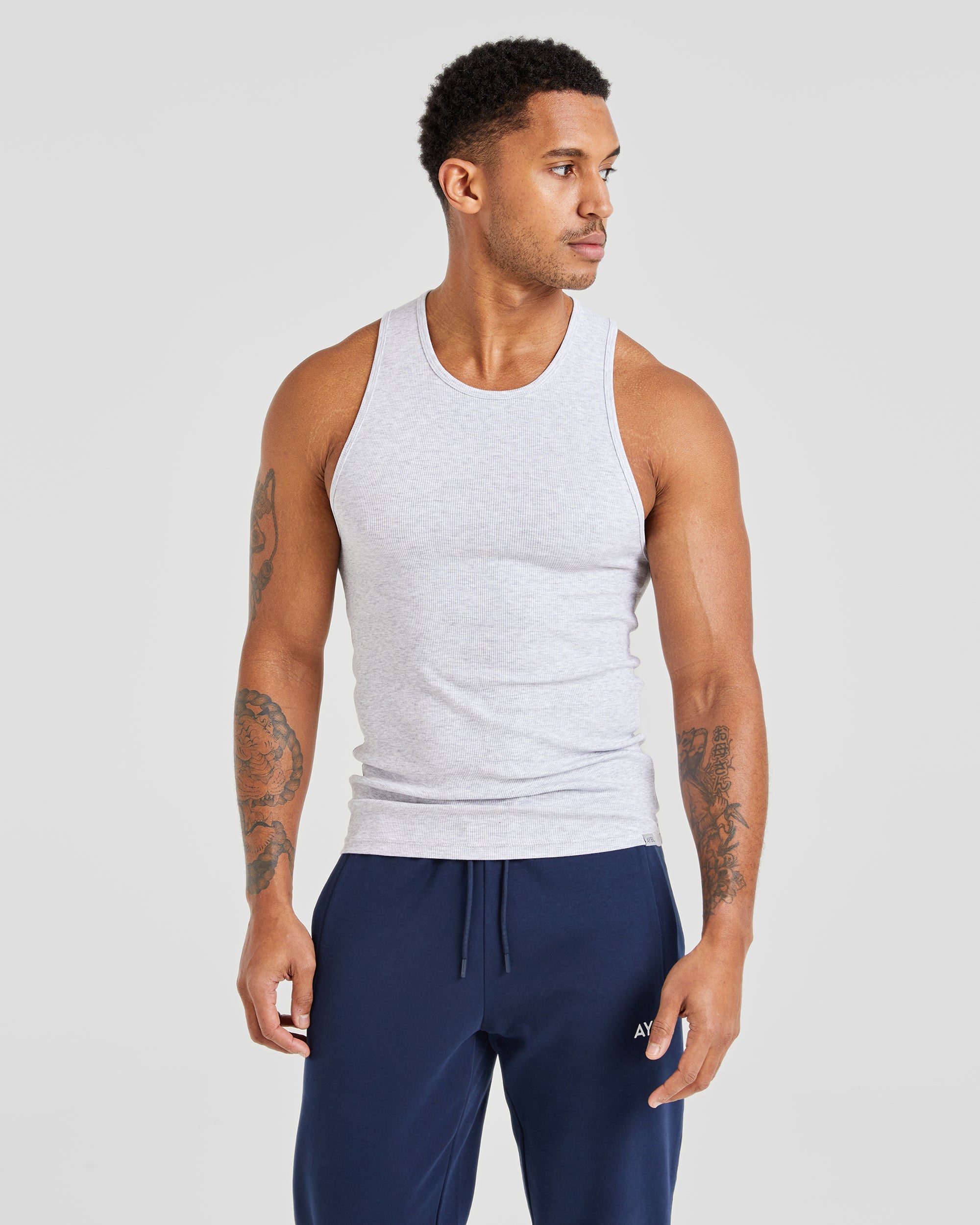 Essential Ribbed Tank - Light Grau Marl