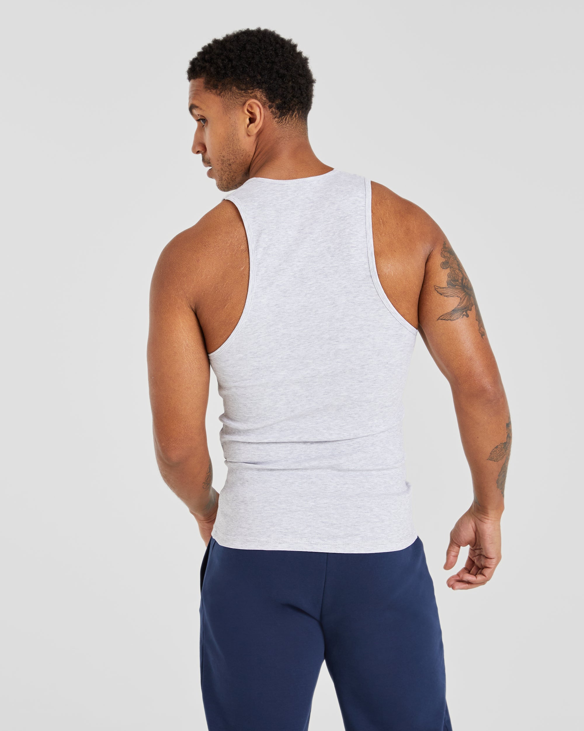 Essential Ribbed Tank - Light Grau Marl