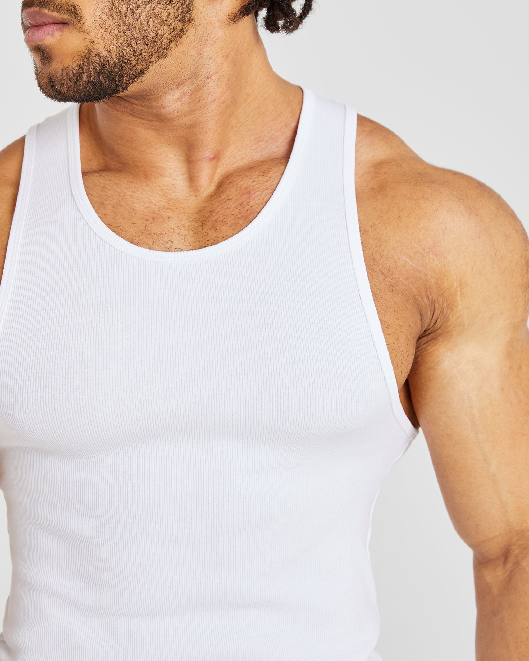 Muscle Ribbed Tank - Weiß