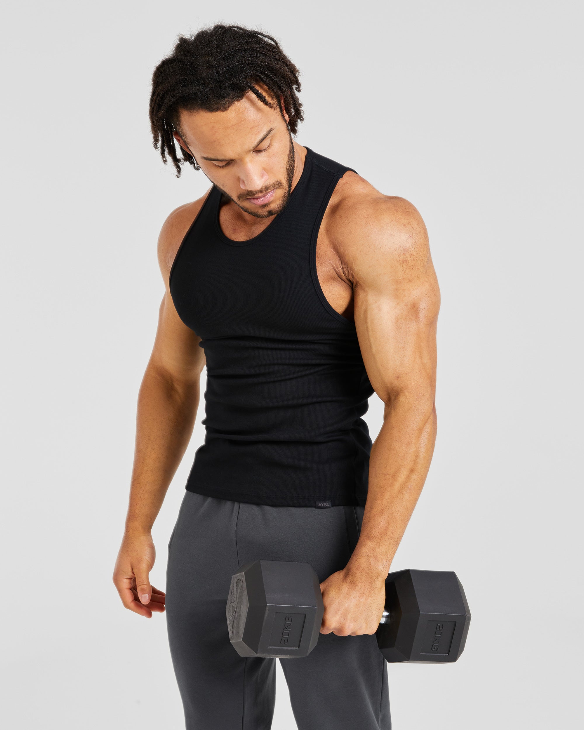 Essential Ribbed Tank - Schwarz