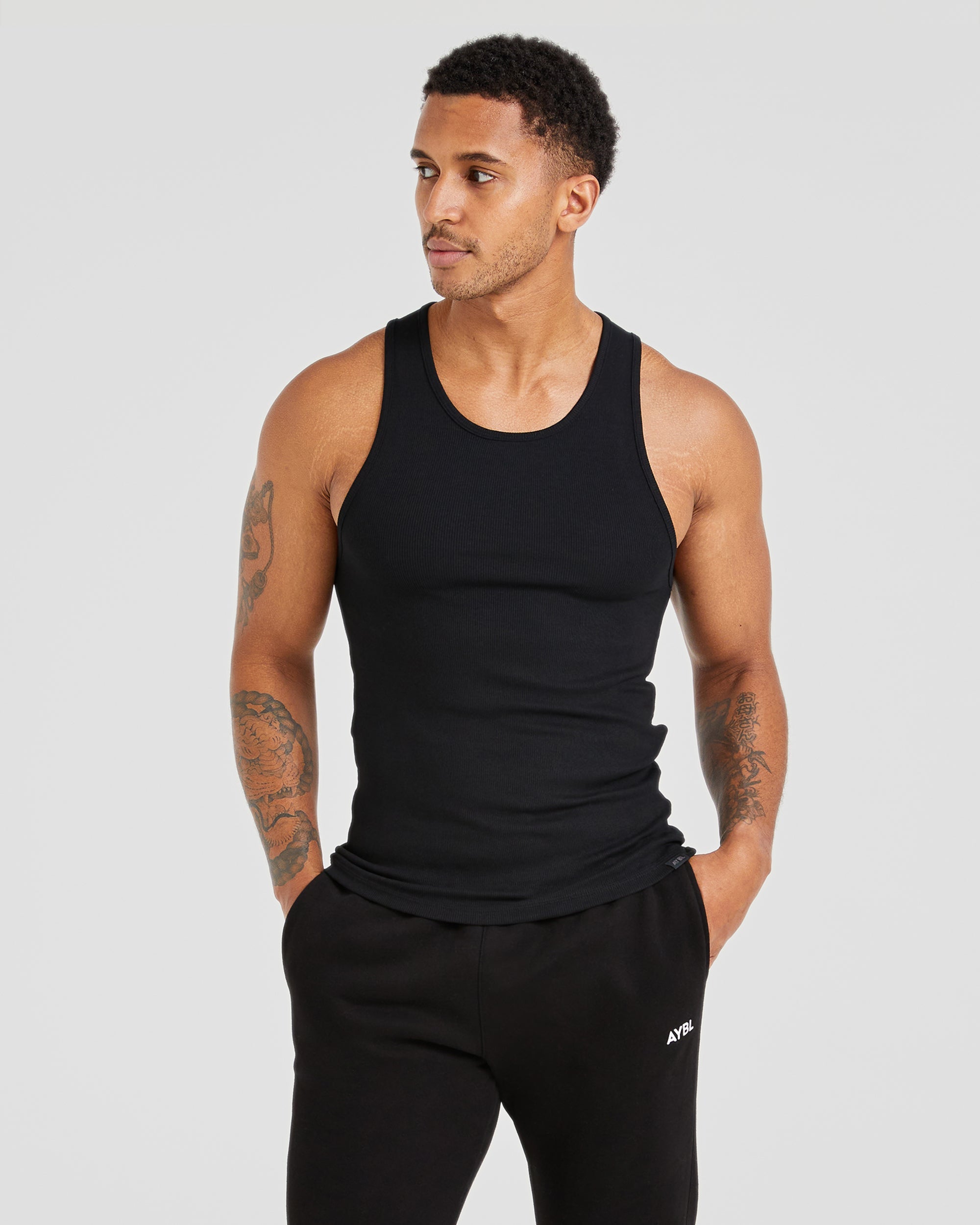 Muscle Ribbed Tank - Schwarz