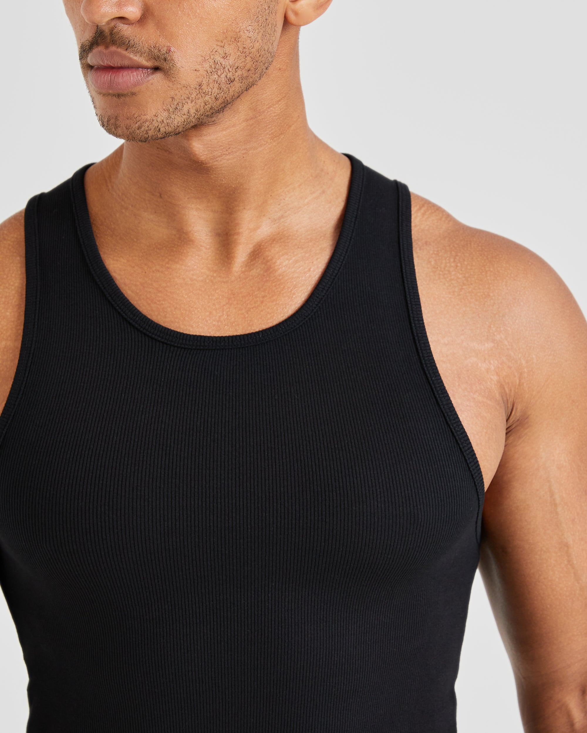 Muscle Ribbed Tank - Schwarz