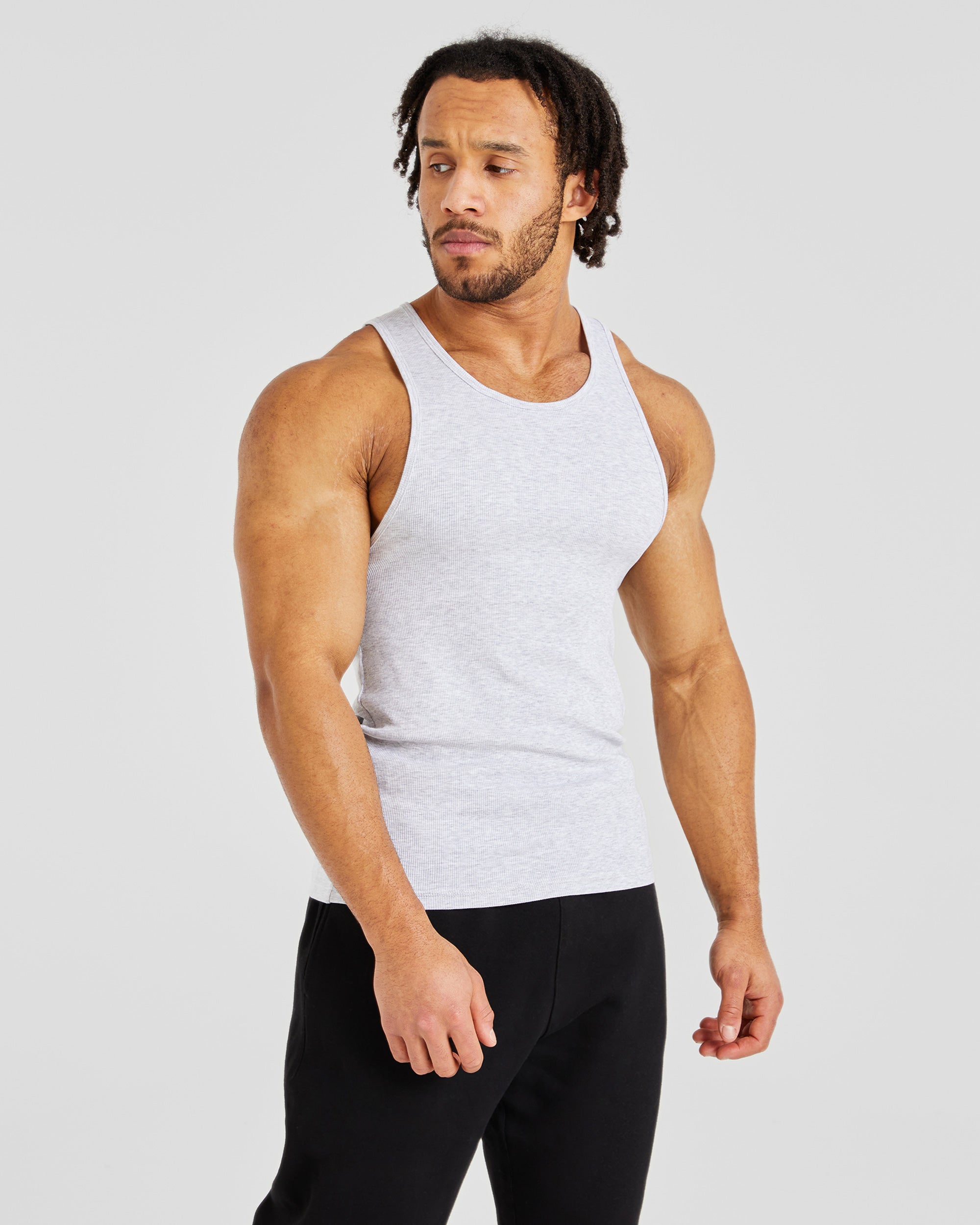 Muscle Ribbed Tank - Light Grau Marl