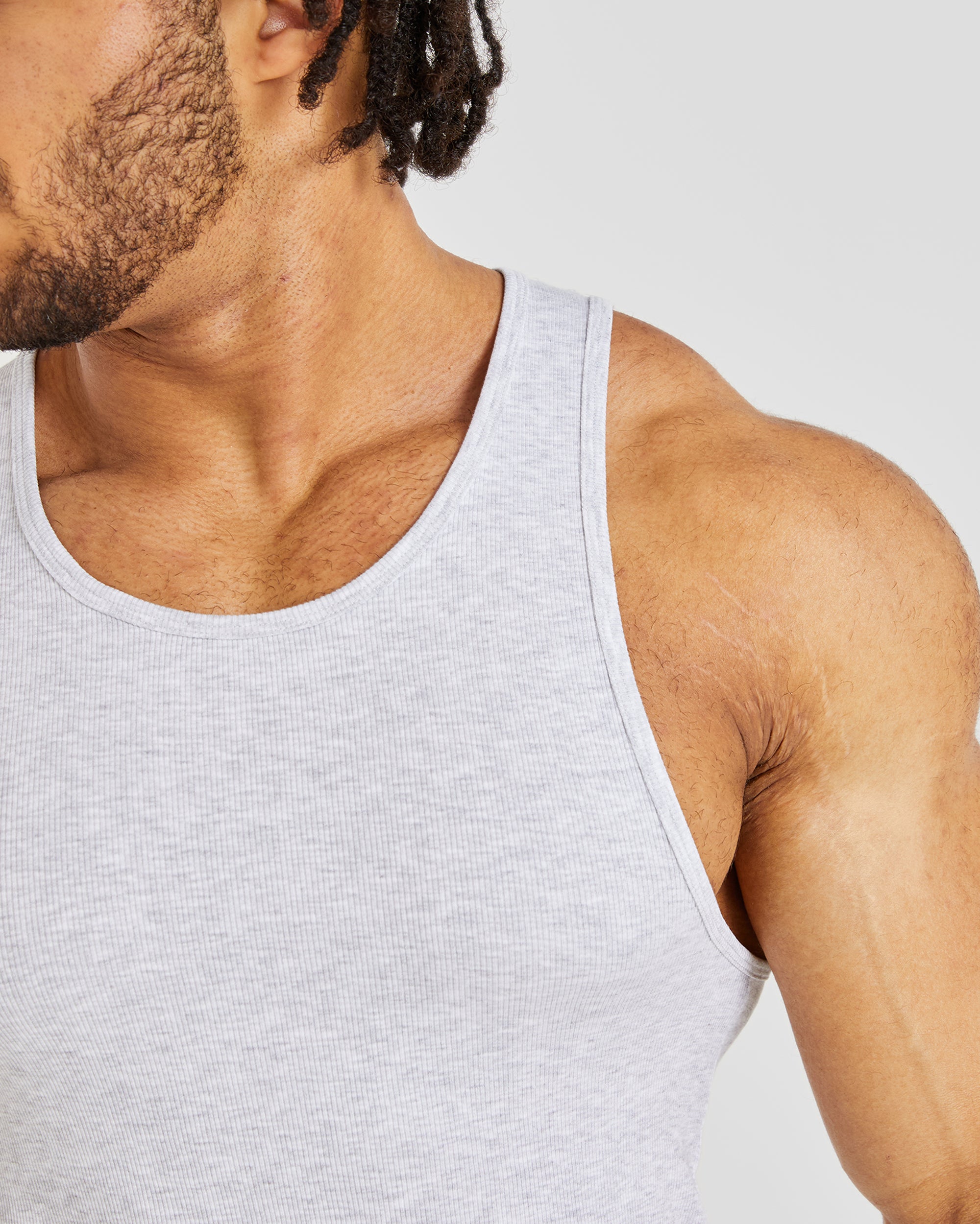 Muscle Ribbed Tank - Light Grau Marl