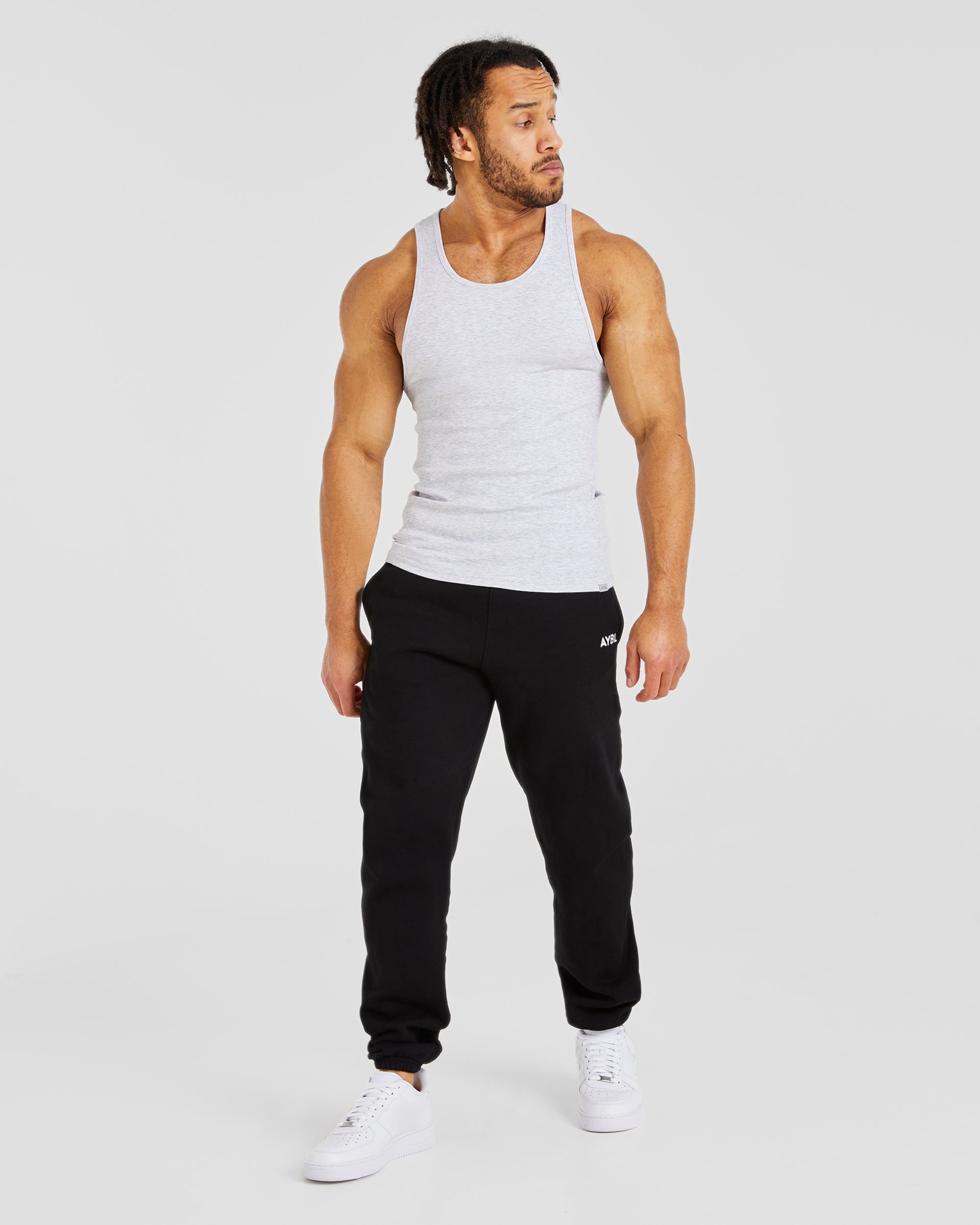 Muscle Ribbed Tank - Light Grau Marl