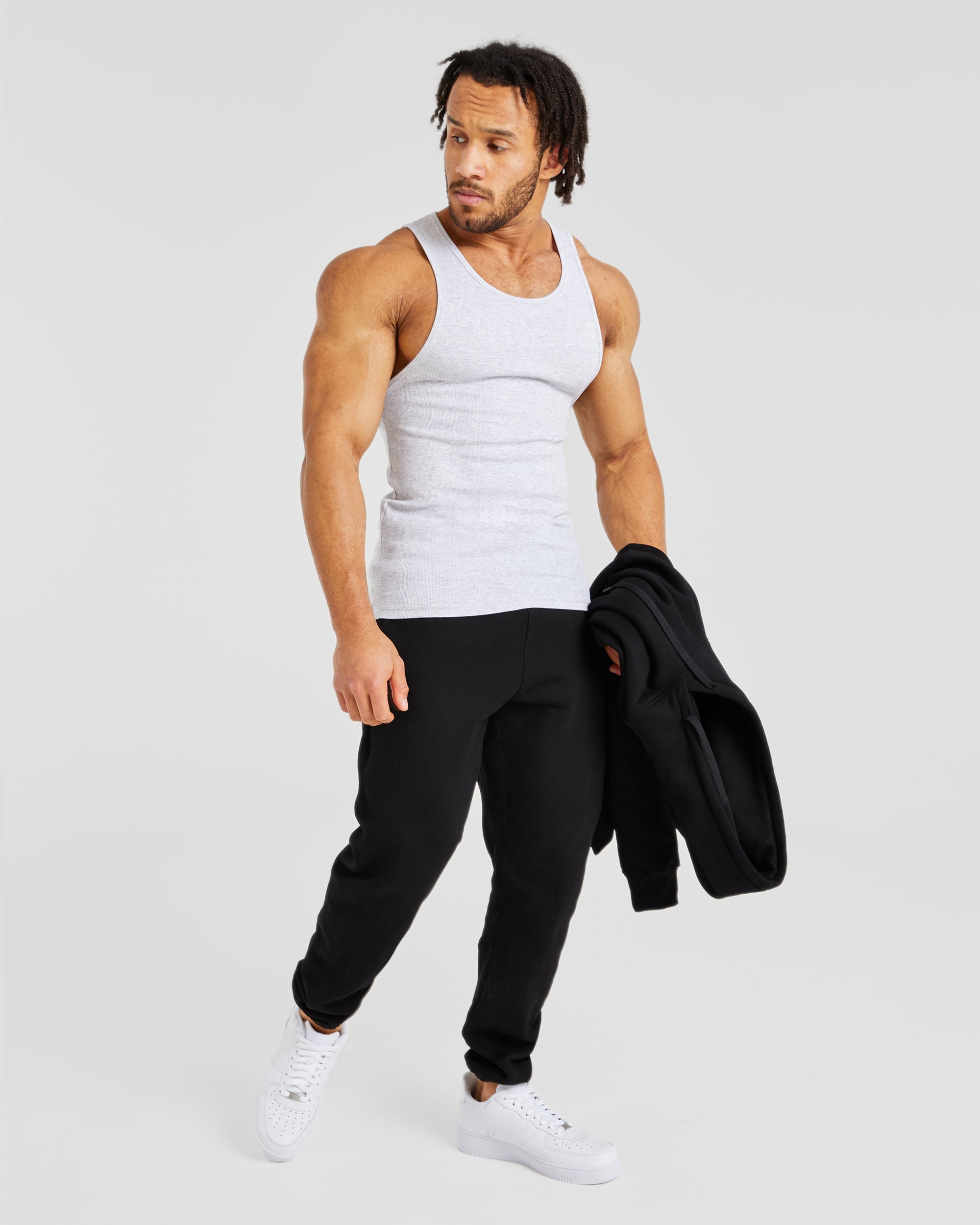 Muscle Ribbed Tank - Light Grau Marl