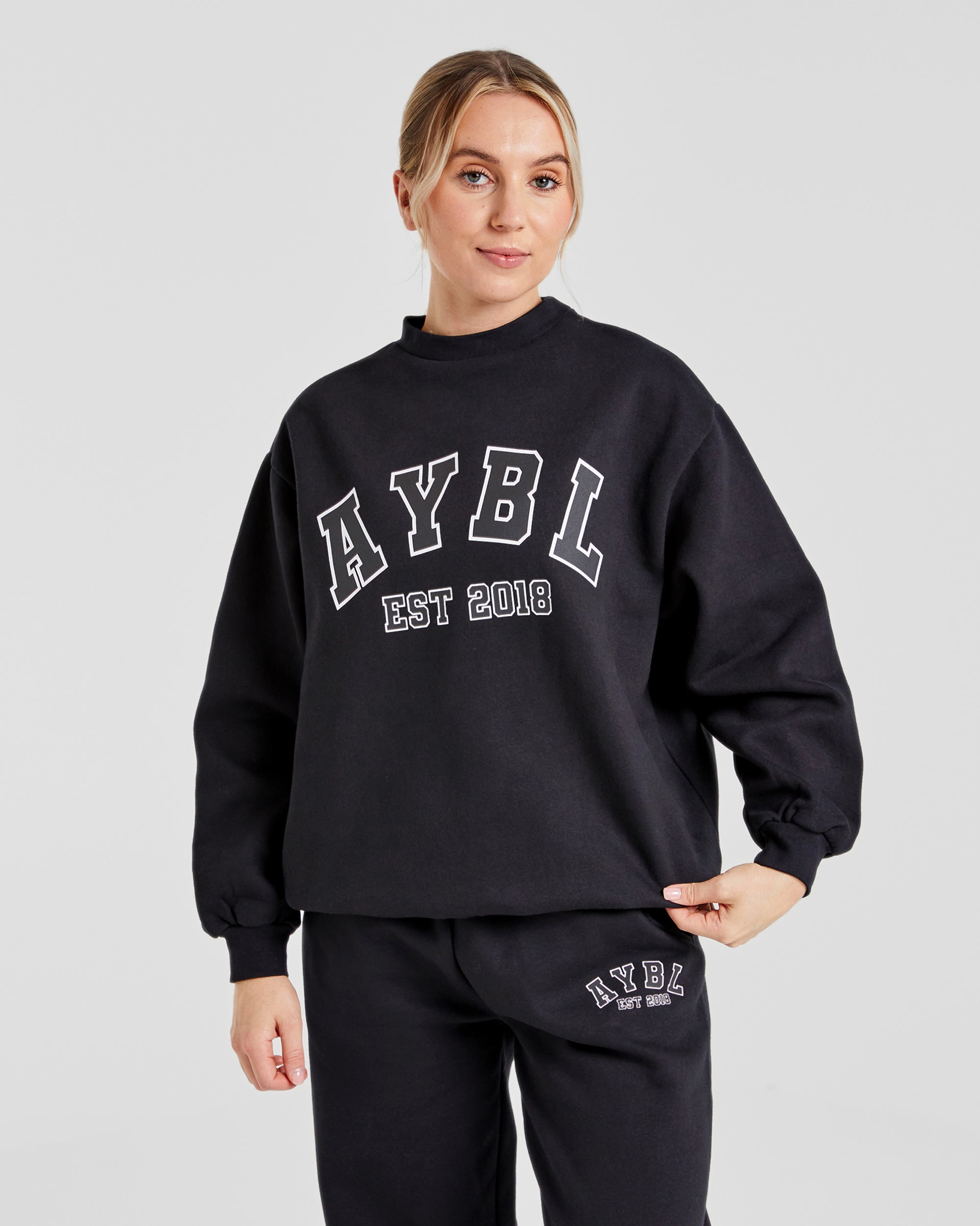 Varsity Graphic Oversized Sweatshirt - Schwarz