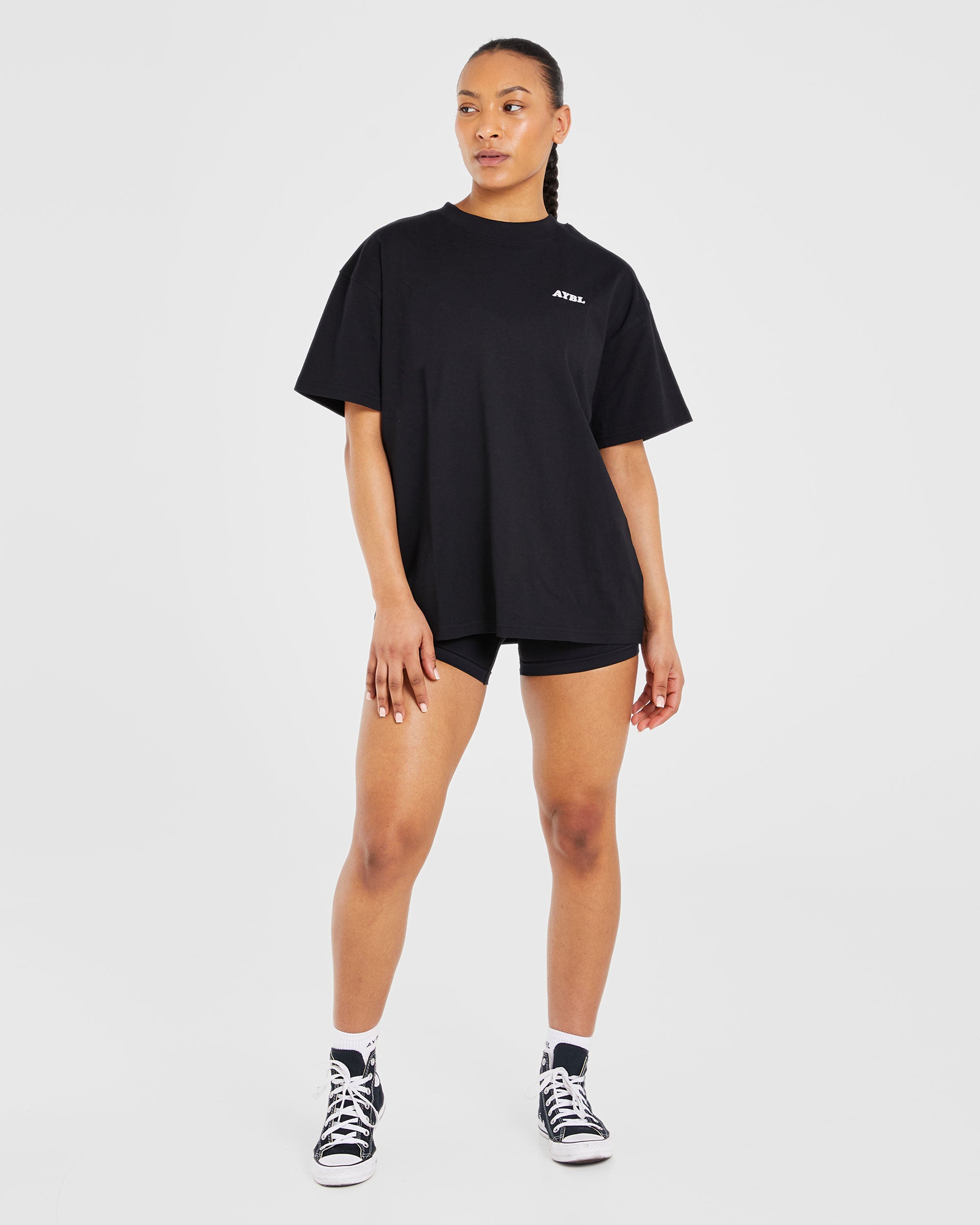 Sports Club Wavy Oversized T Shirt - Schwarz