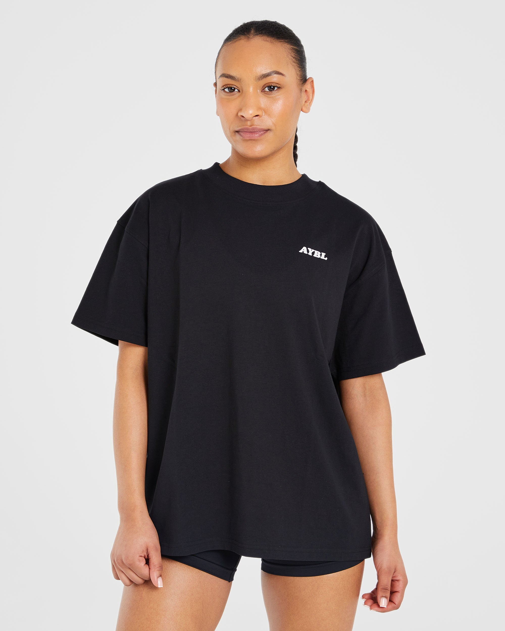 Sports Club Wavy Oversized T Shirt - Schwarz