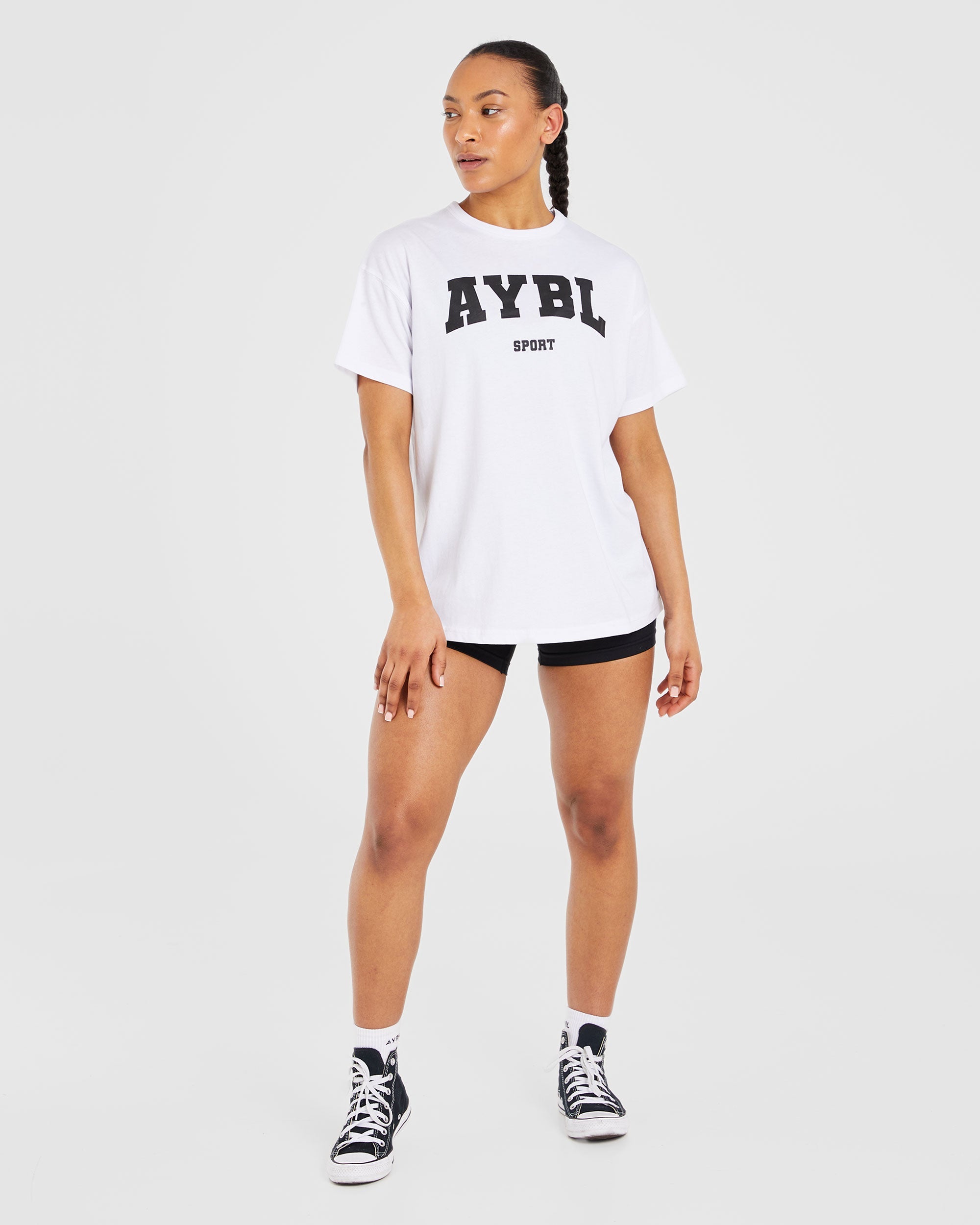 Classic Varsity Oversized T Shirt - Weiß