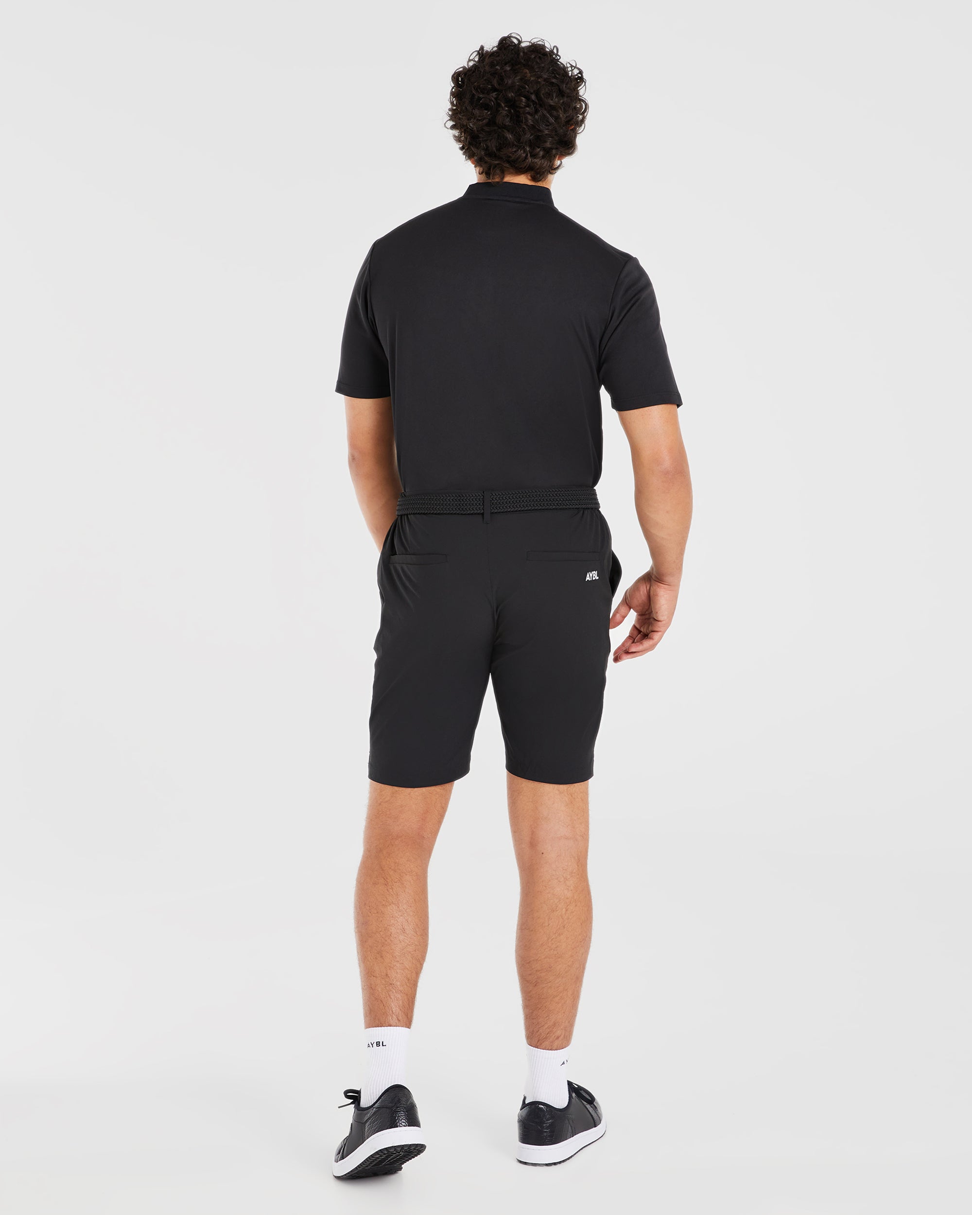 Performance Collarless Polo Shirt - Schwarz