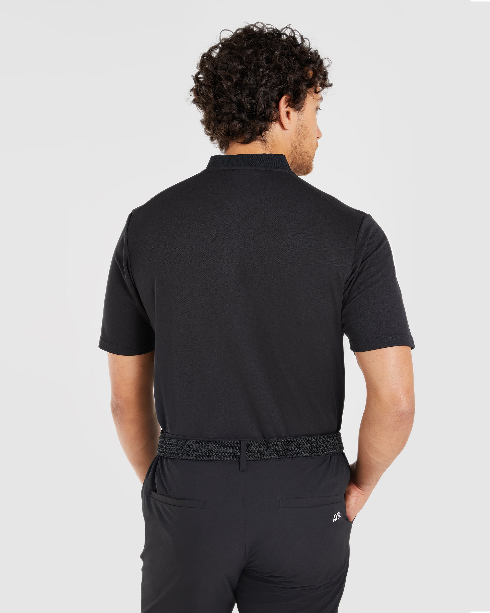 Performance Collarless Polo Shirt - Schwarz