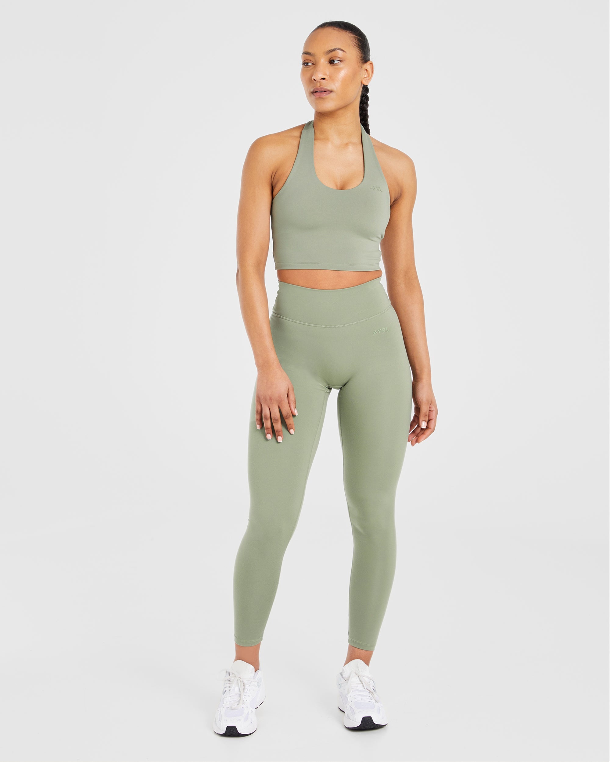 Staple Halterneck Crop Top - Olive Grün