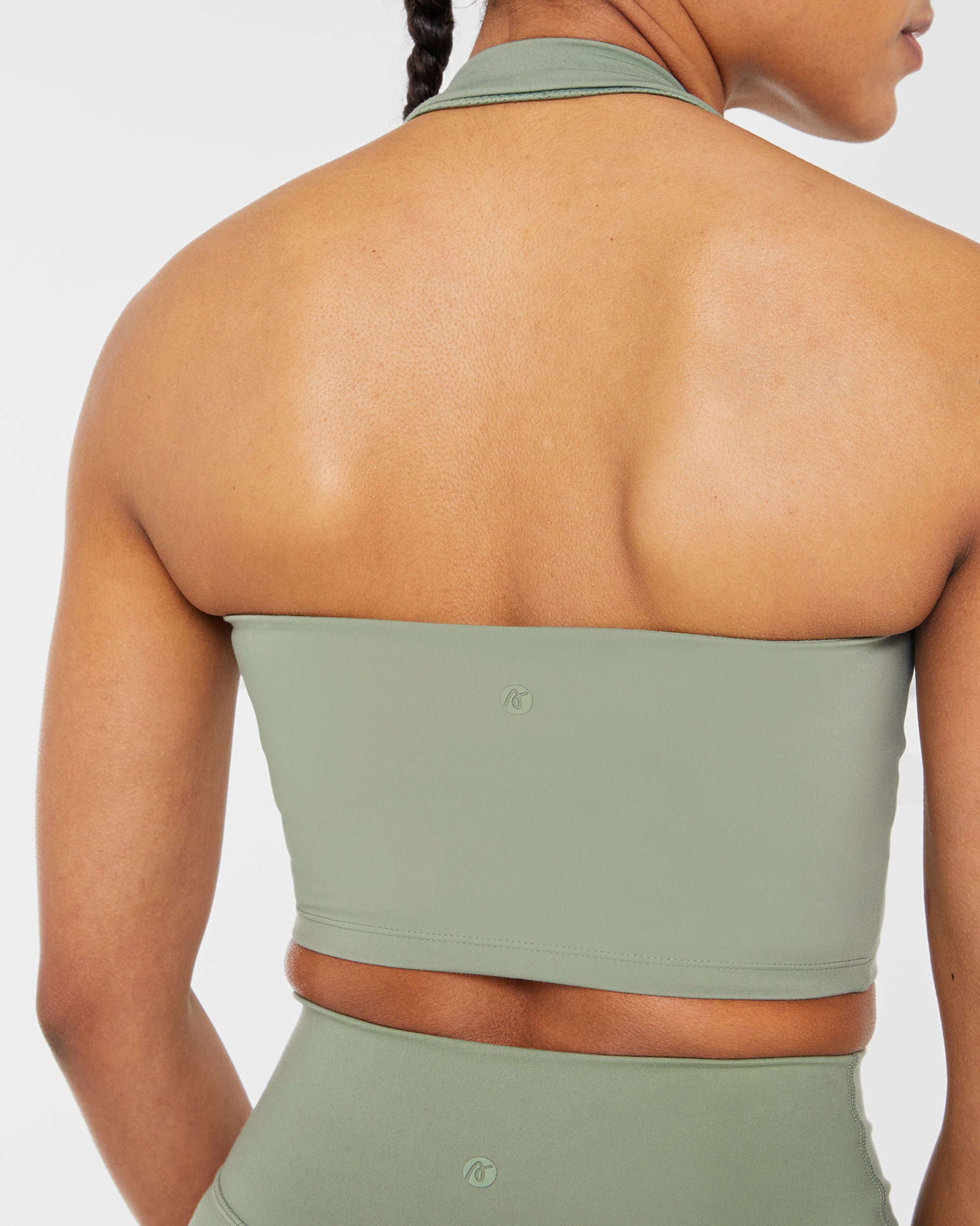 Staple Halterneck Crop Top - Olive Grün