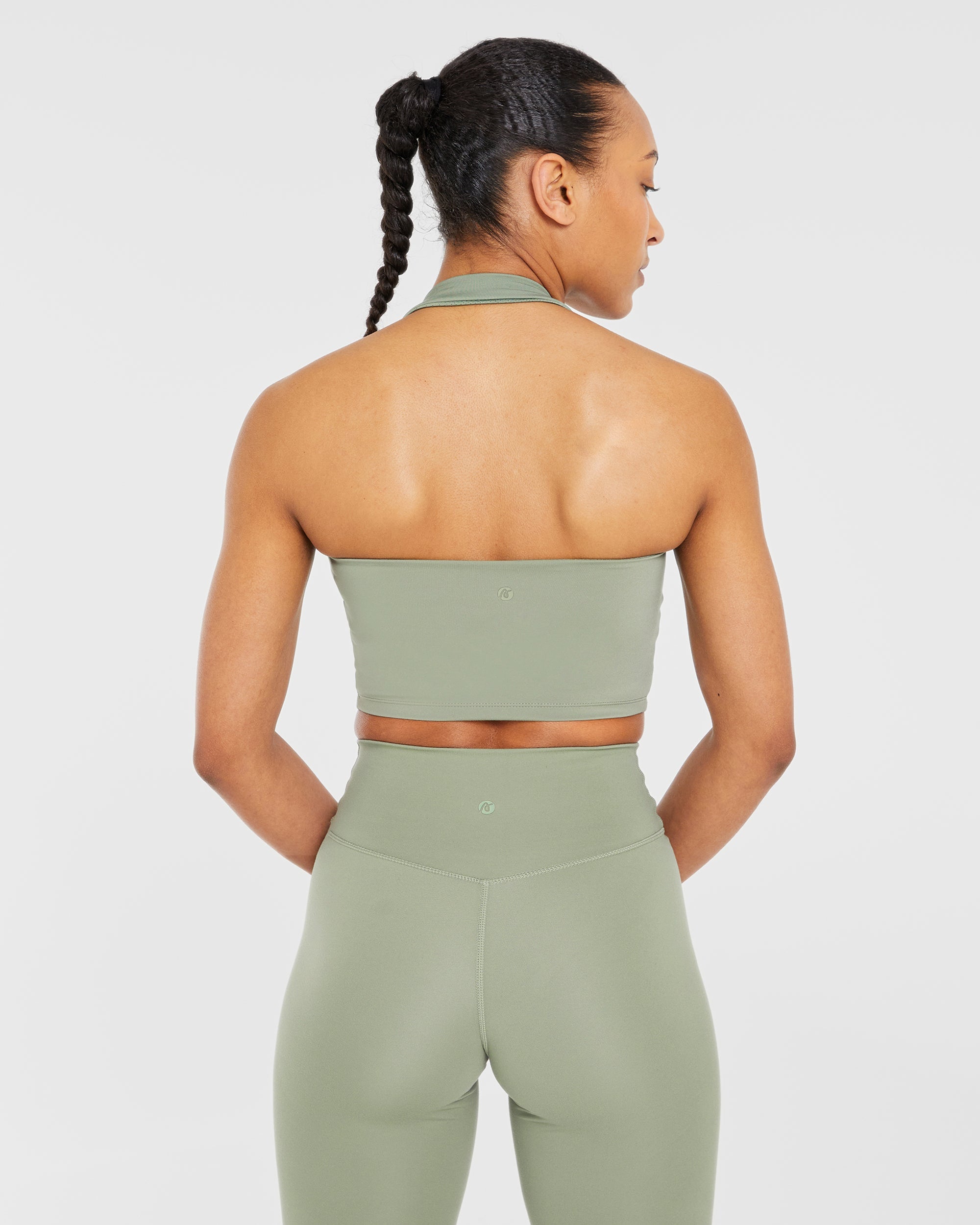 Staple Halterneck Crop Top - Olive Grün