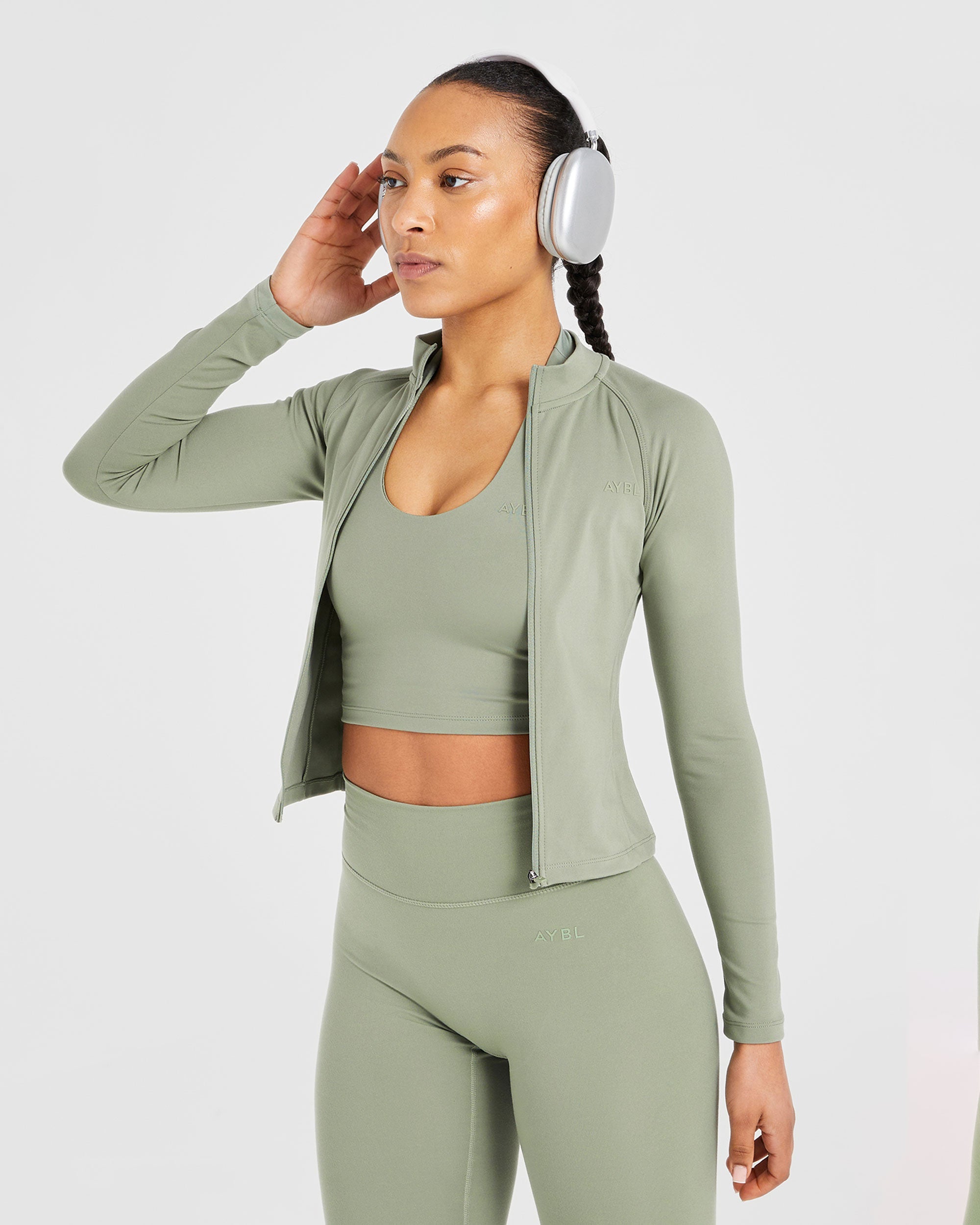 Staple Longline Zip Jacket - Olive Grün