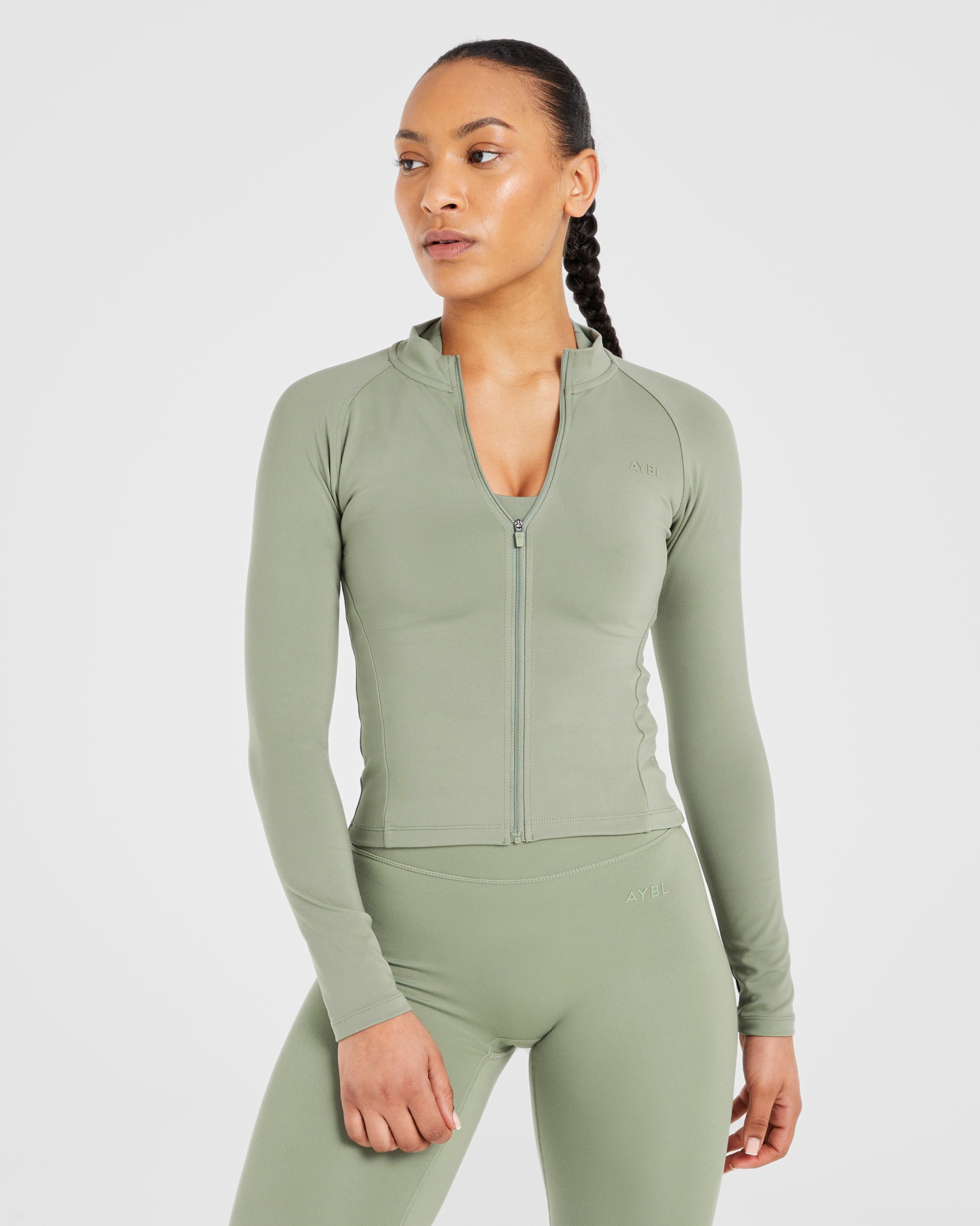 Staple Longline Zip Jacket - Olive Grün