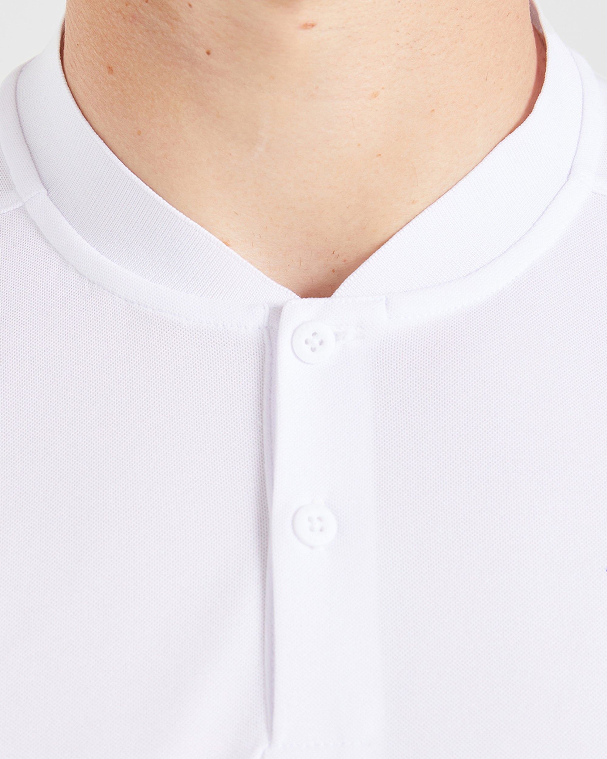 Performance Collarless Polo Shirt - Weiß