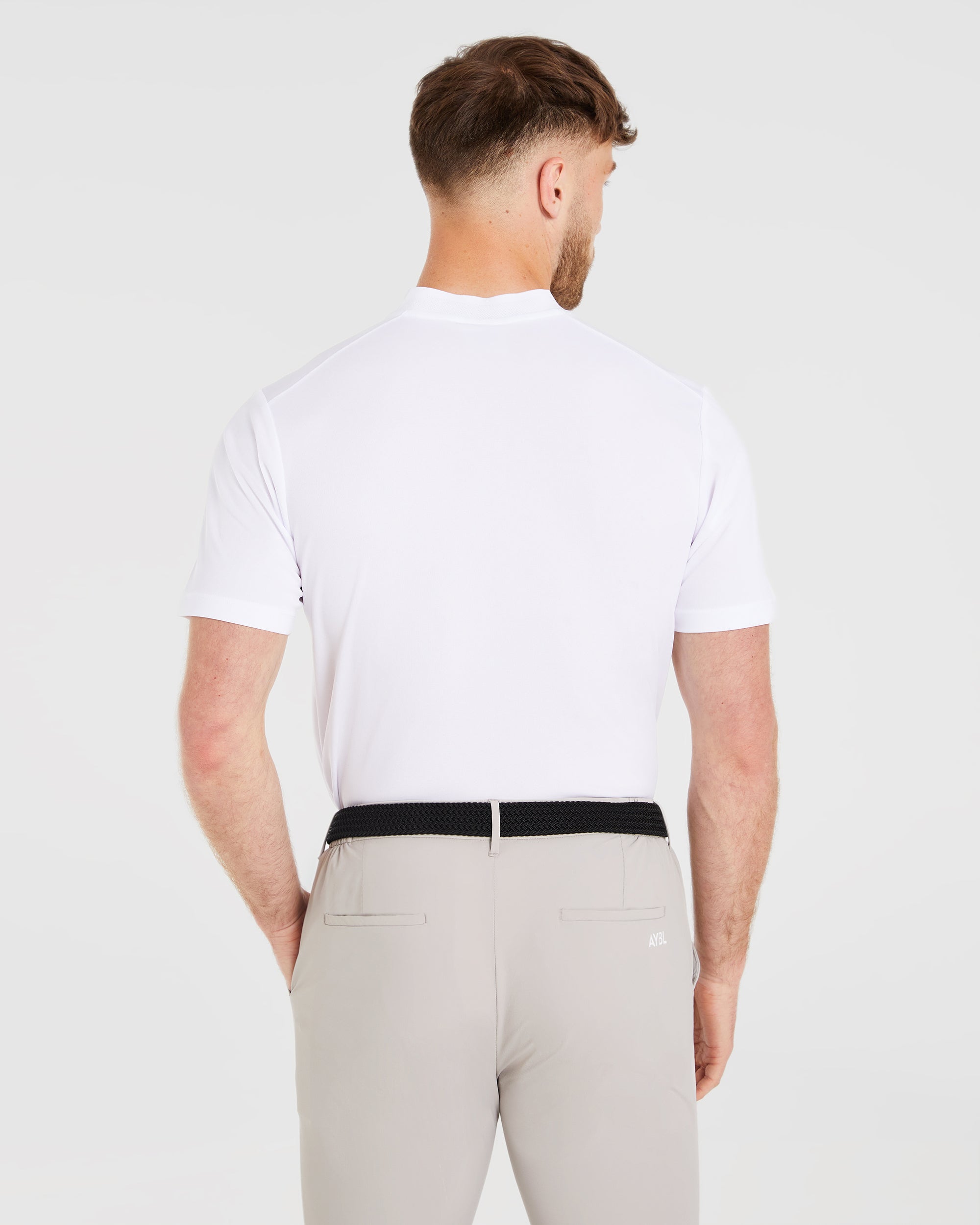 Performance Collarless Polo Shirt - Weiß