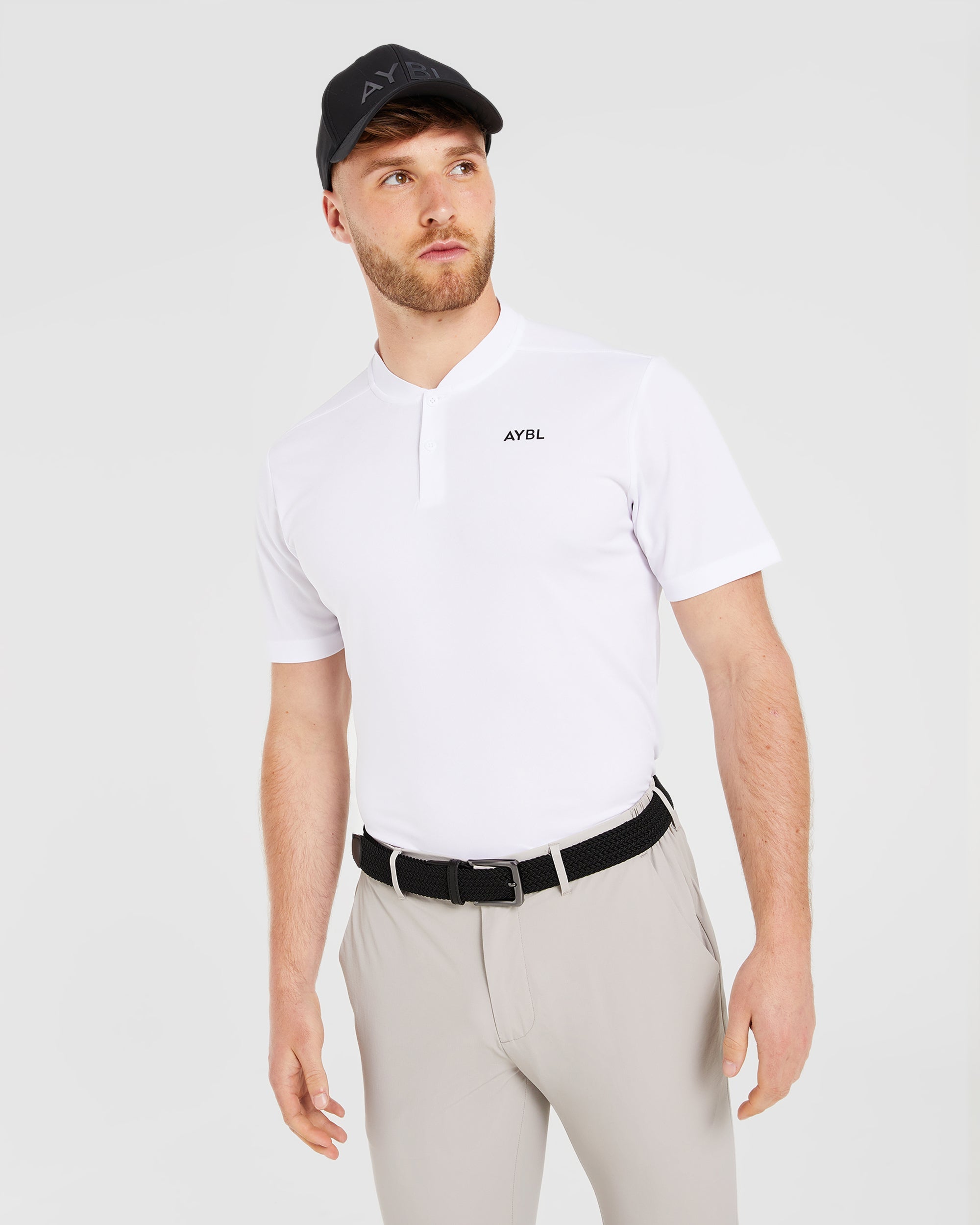 Performance Collarless Polo Shirt - Weiß