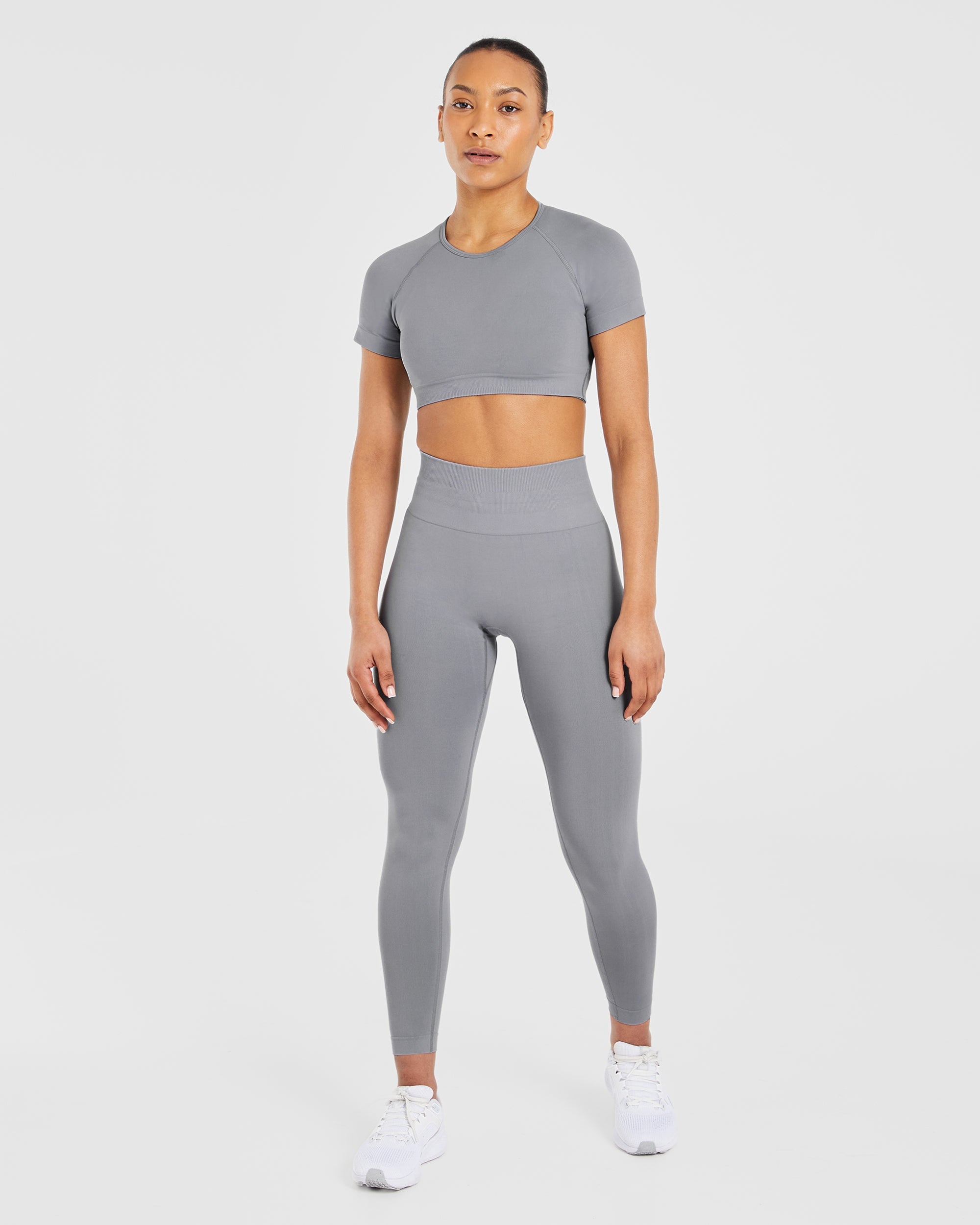 Power Seamless Crop Top - Grau