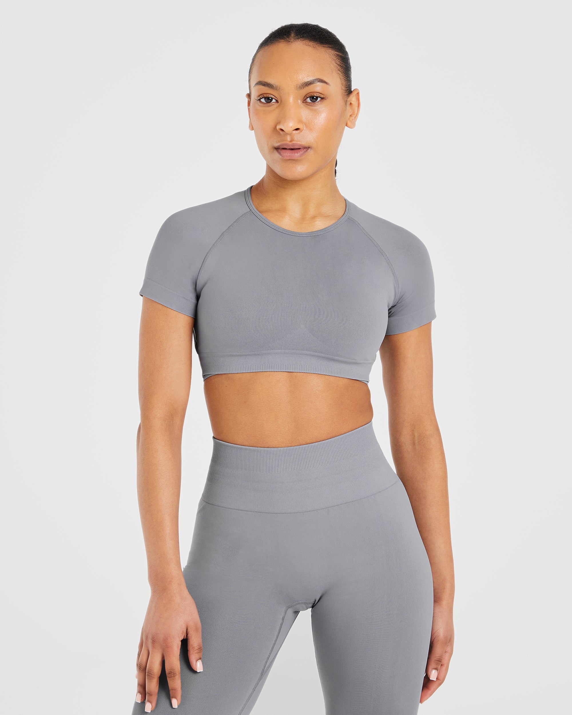 Power Seamless Crop Top - Grau