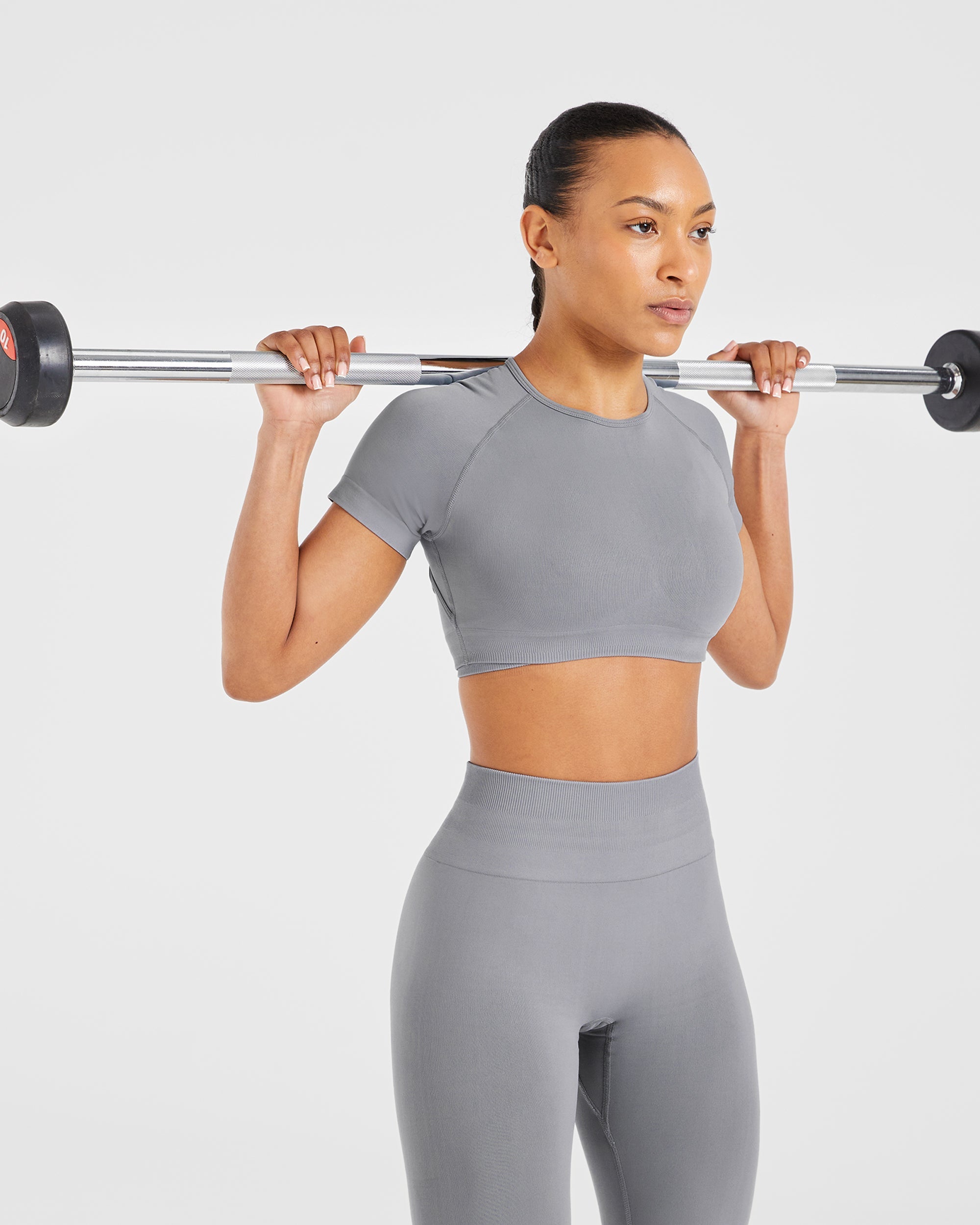 Power Seamless Crop Top - Grau