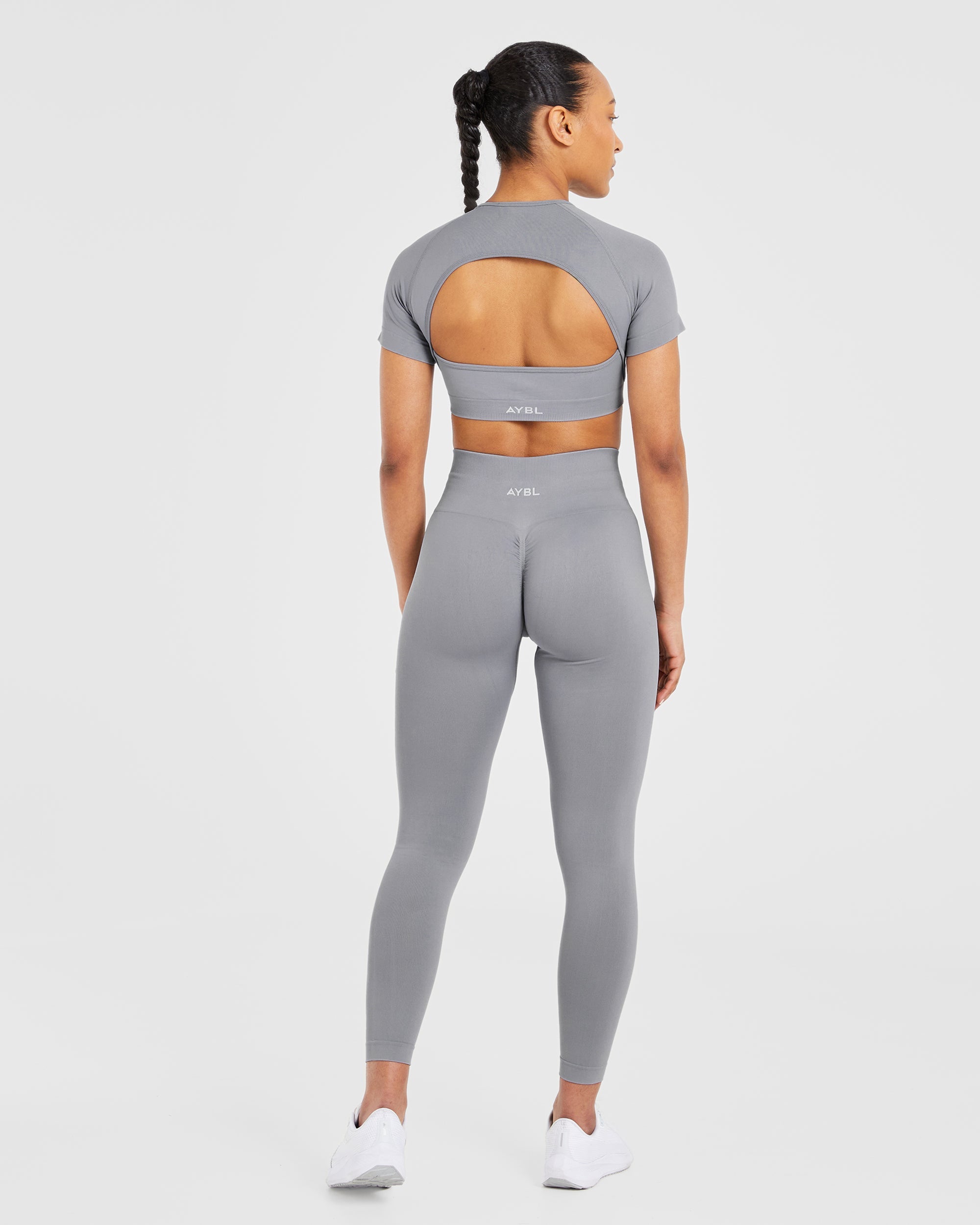 Power Seamless Crop Top - Grau