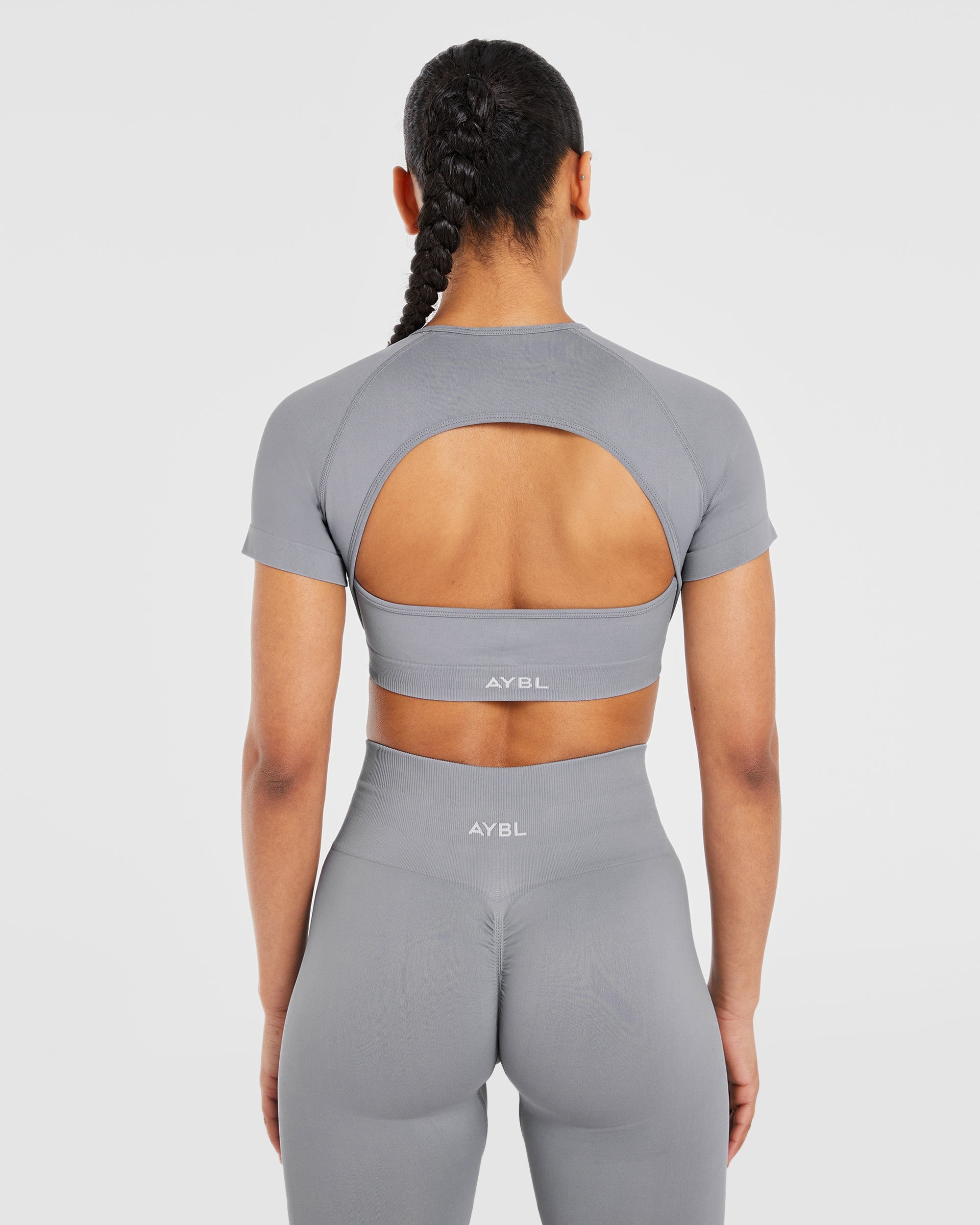 Power Seamless Crop Top - Grau