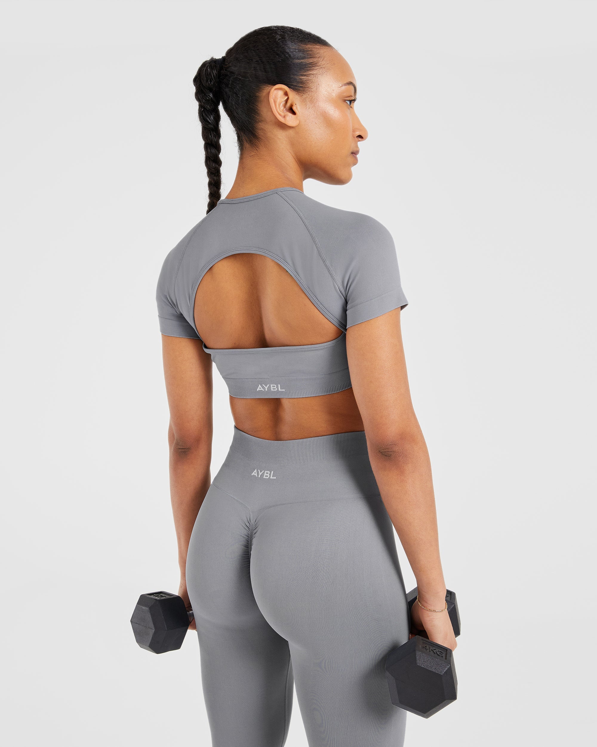 Power Seamless Crop Top - Grau